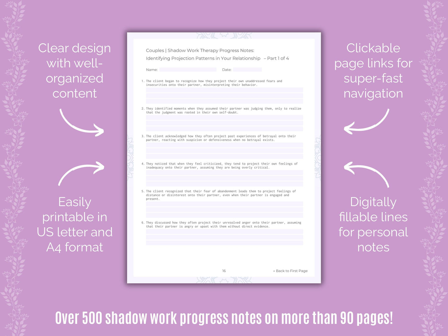 Couples Shadow Work Counseling Templates