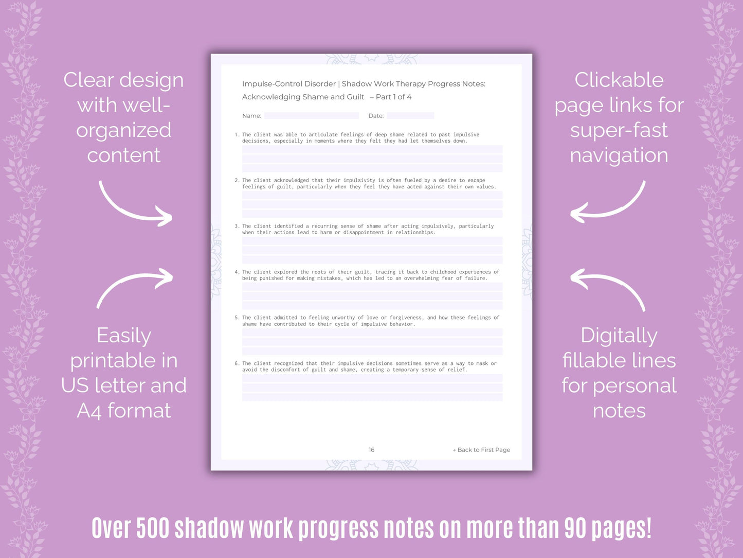 Impulse-Control Disorder (ICD) Shadow Work Counseling Templates