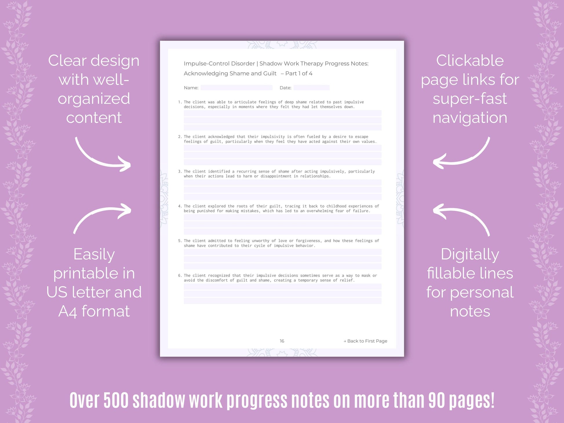 Impulse-Control Disorder (ICD) Shadow Work Counseling Templates