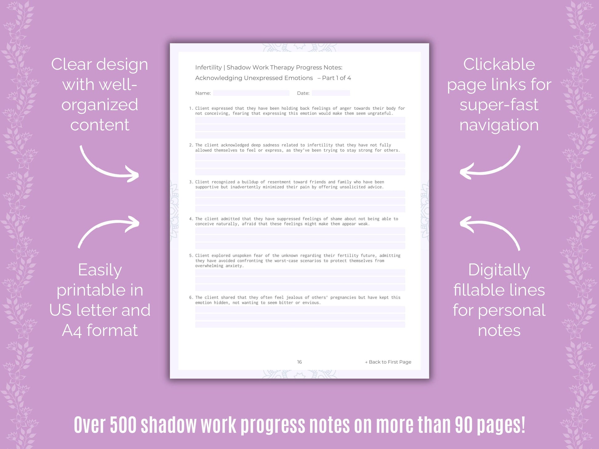 Infertility Shadow Work Counseling Templates