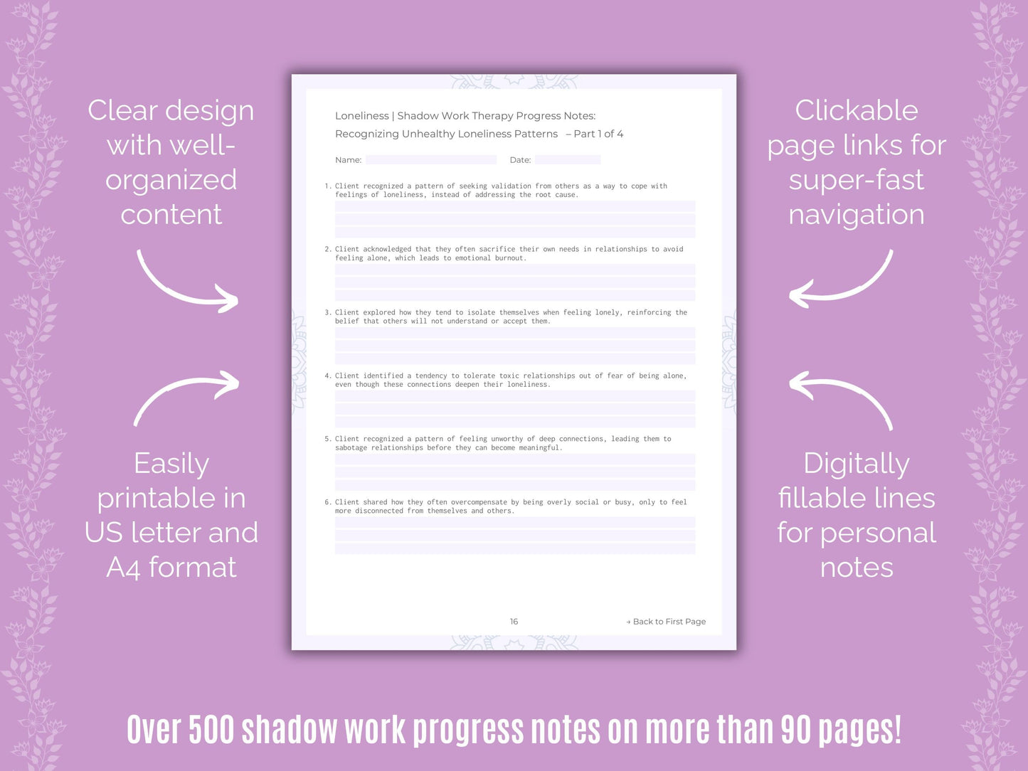 Loneliness Shadow Work Counseling Templates