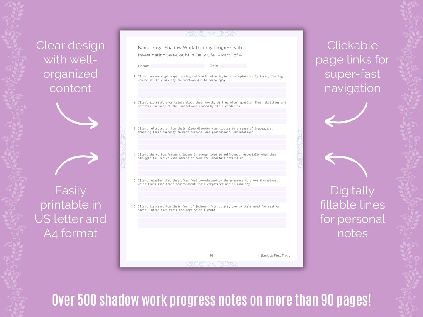 Narcolepsy Shadow Work Counseling Templates