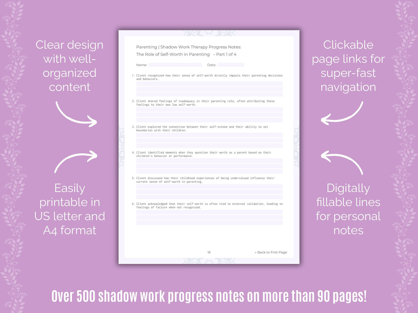 Parenting Shadow Work Counseling Templates