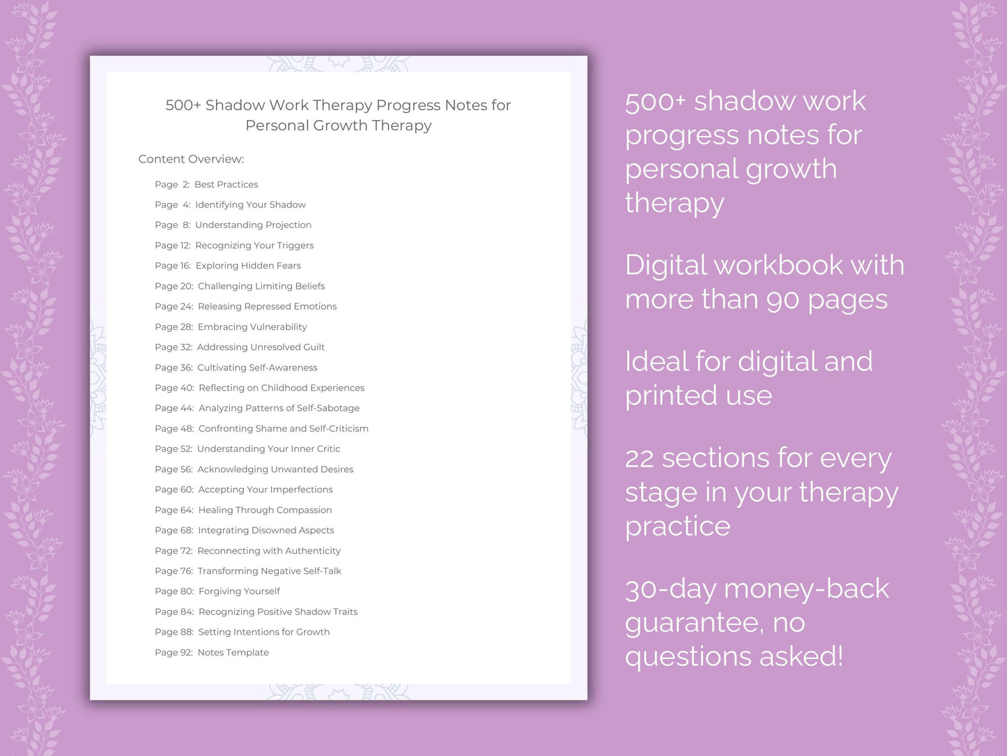 Personal Growth Shadow Work Therapist Worksheets