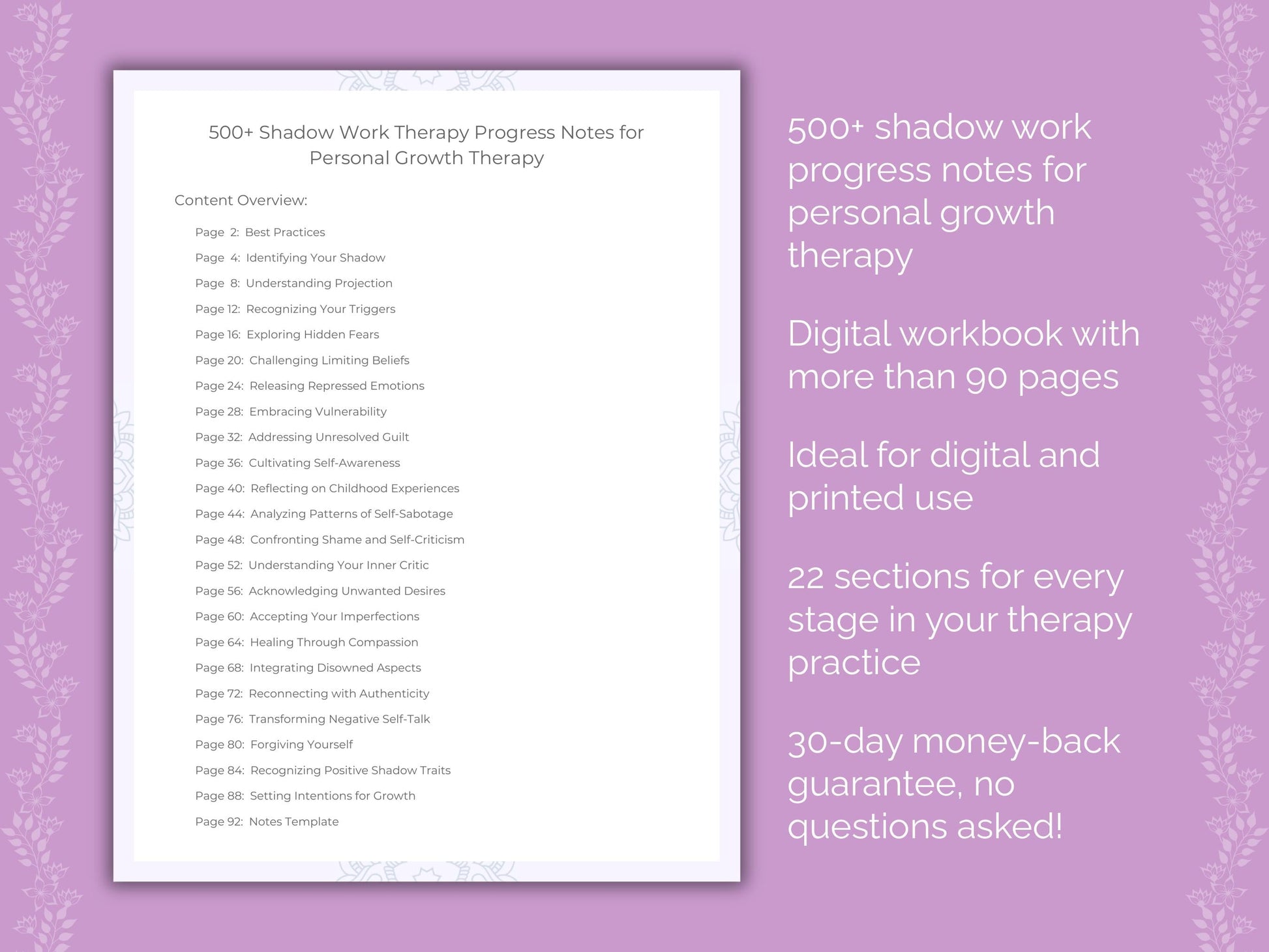 Personal Growth Shadow Work Therapist Worksheets