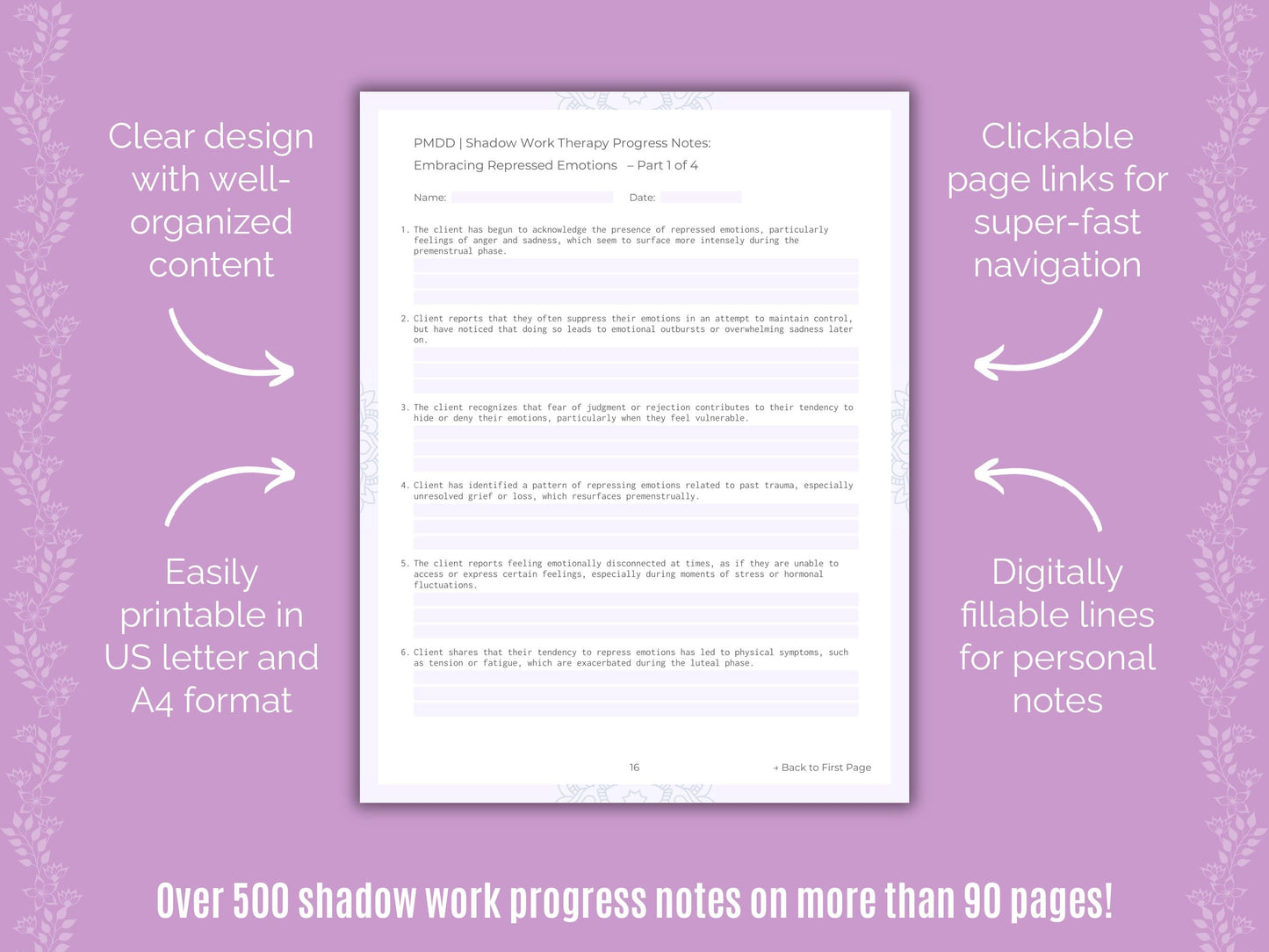 Premenstrual Dysphoric Disorder Shadow Work Counseling Templates