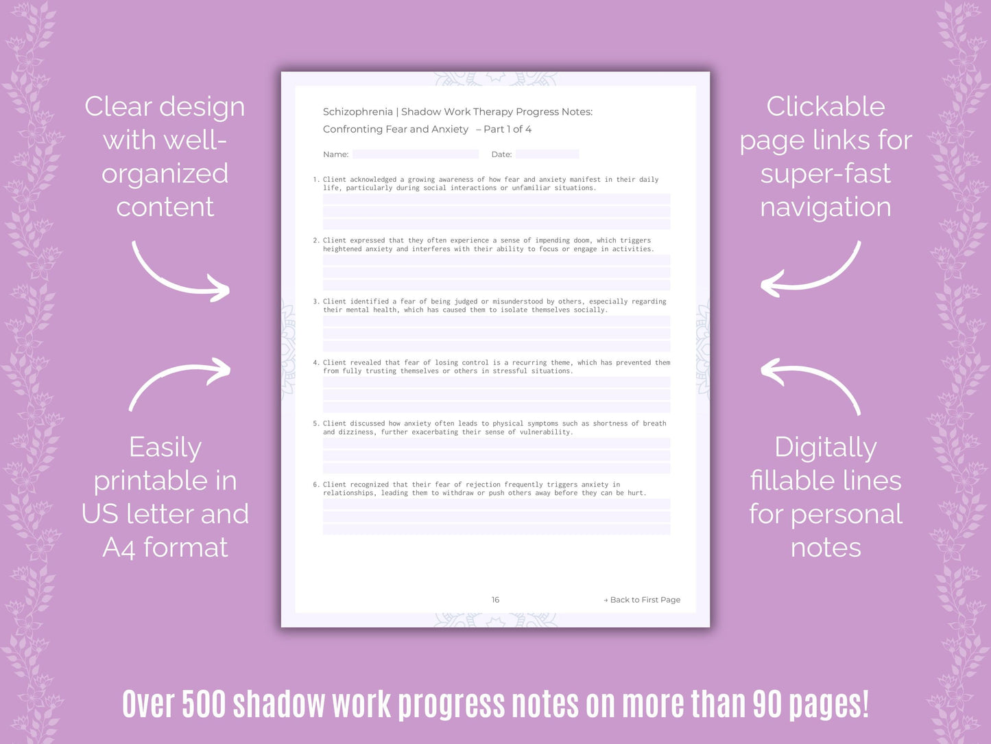 Schizophrenia Shadow Work Counseling Templates