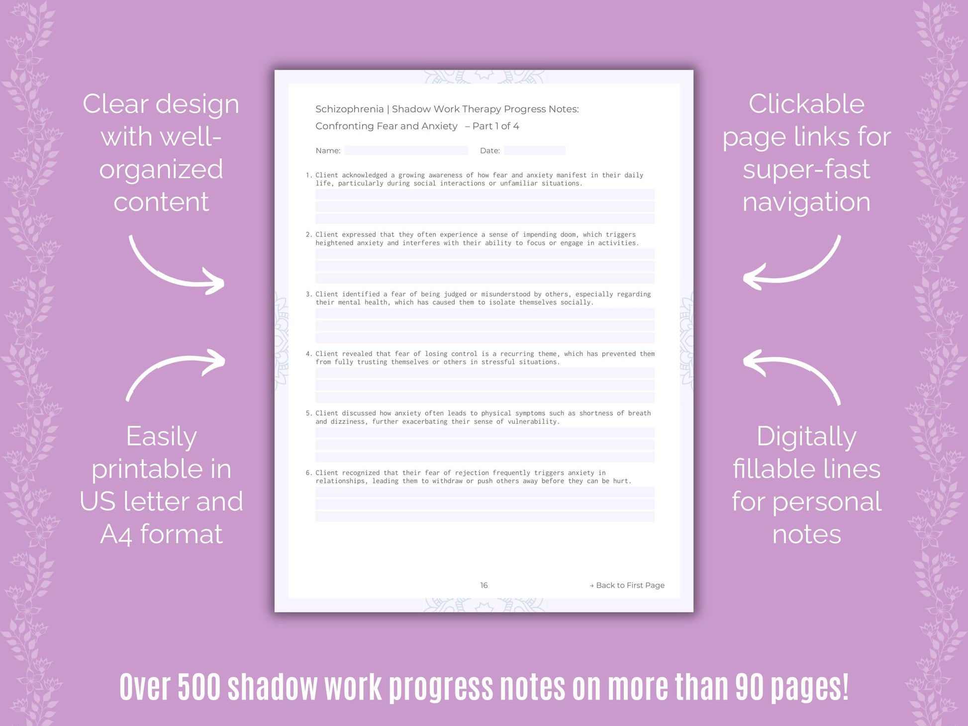 Schizophrenia Shadow Work Counseling Templates