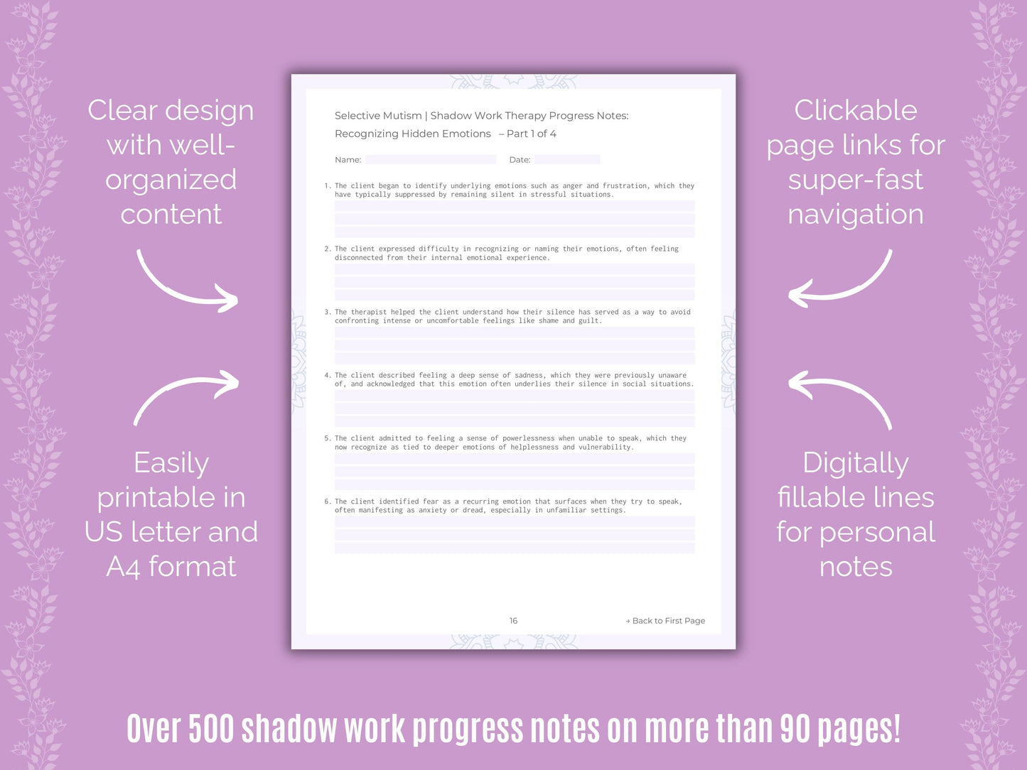 Selective Mutism Shadow Work Counseling Templates