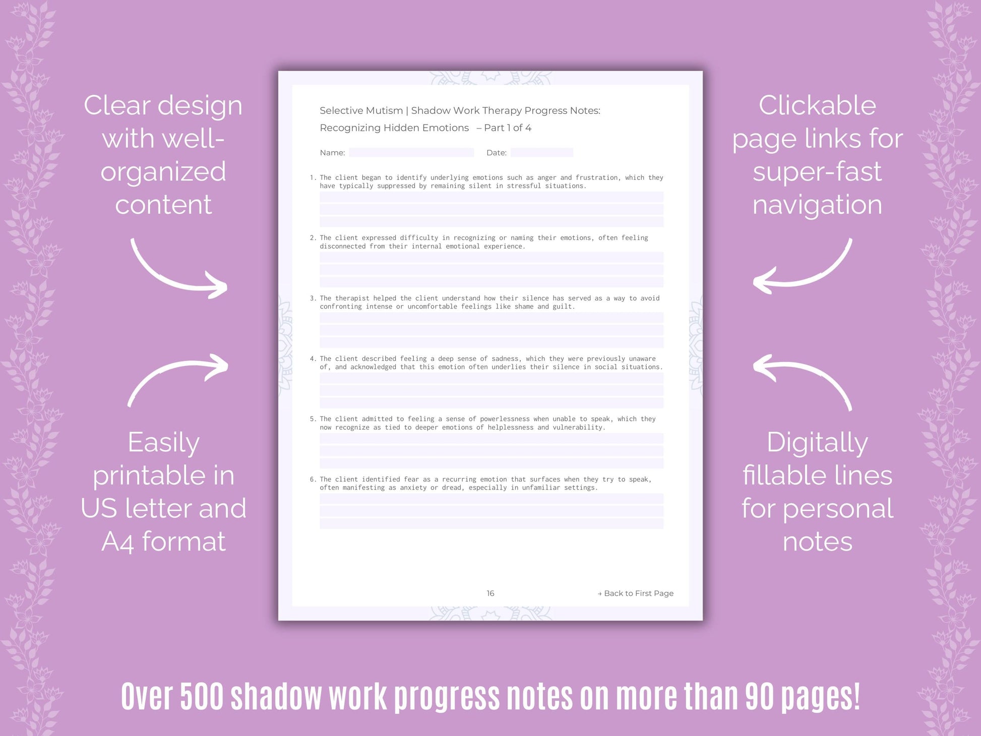 Selective Mutism Shadow Work Counseling Templates