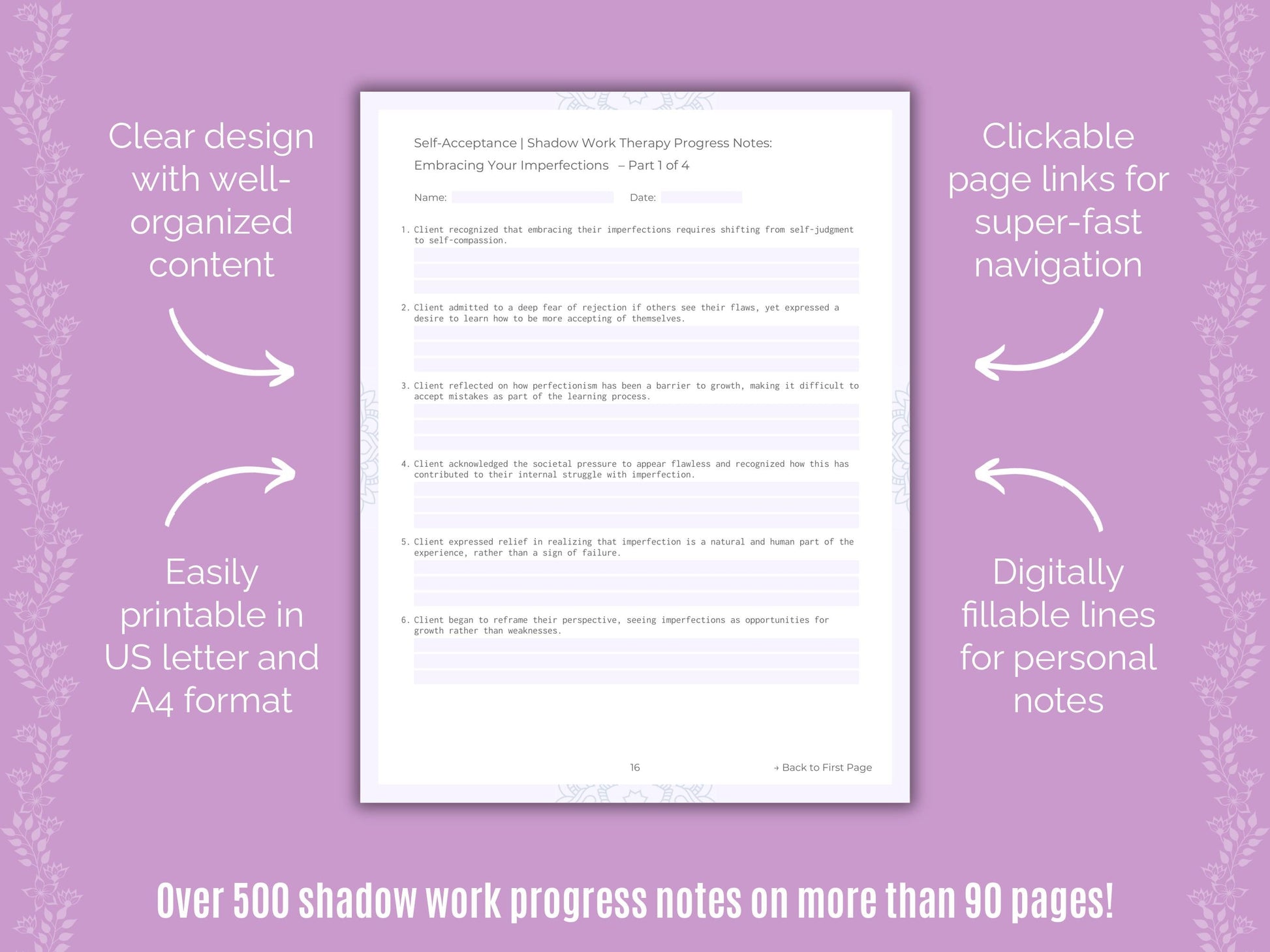 Self-Acceptance Shadow Work Counseling Templates