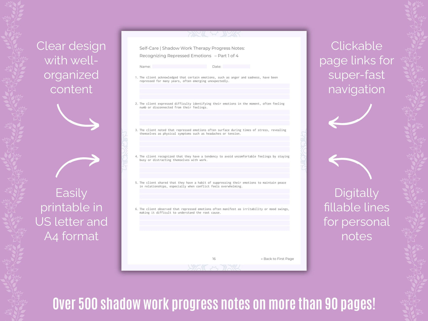 Self-Care Shadow Work Counseling Templates