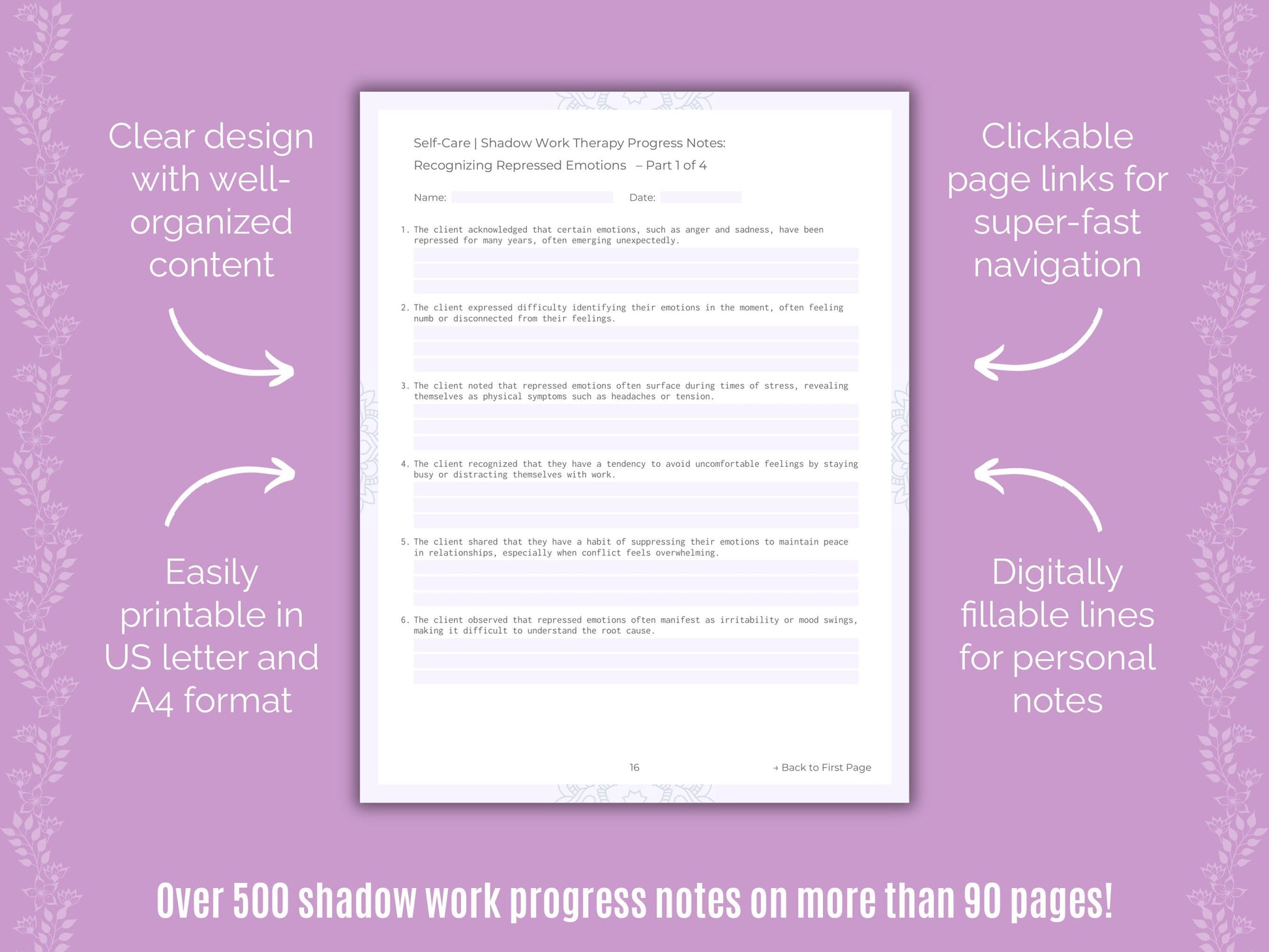 Self-Care Shadow Work Counseling Templates