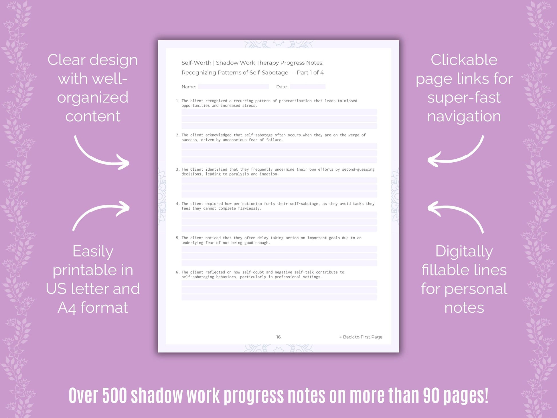 Self-Worth Shadow Work Counseling Templates