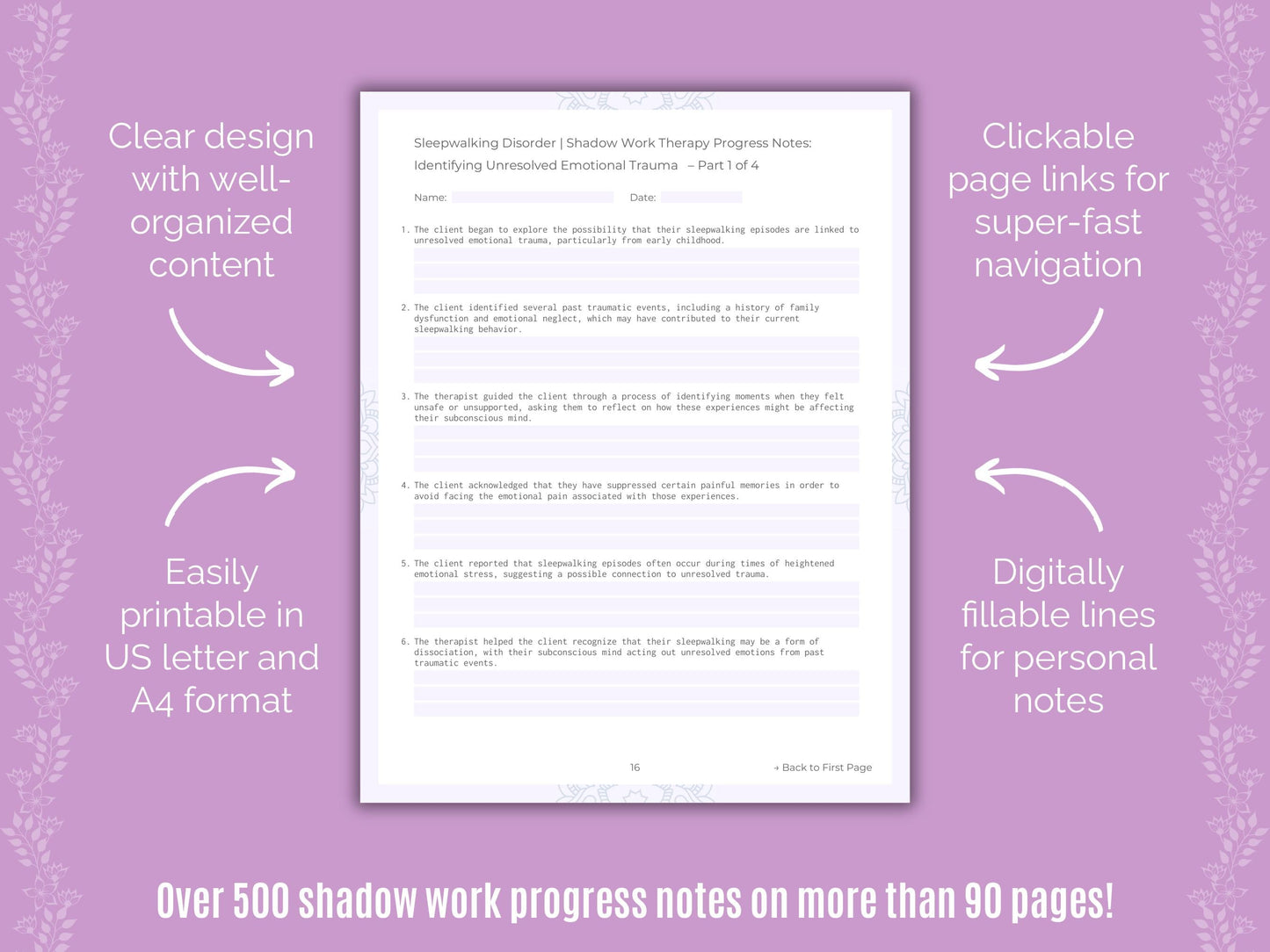 Sleepwalking Disorder Shadow Work Counseling Templates