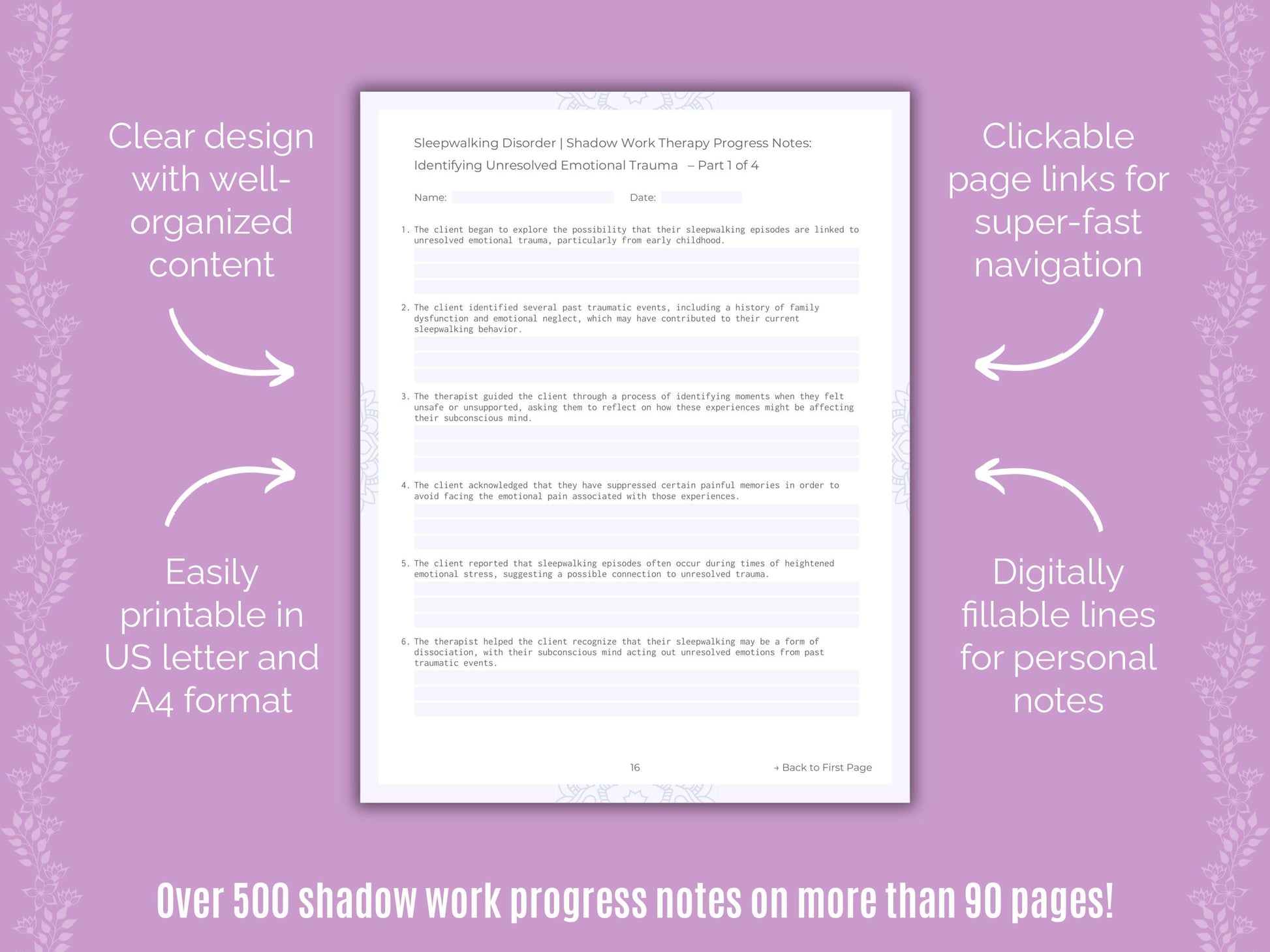 Sleepwalking Disorder Shadow Work Counseling Templates