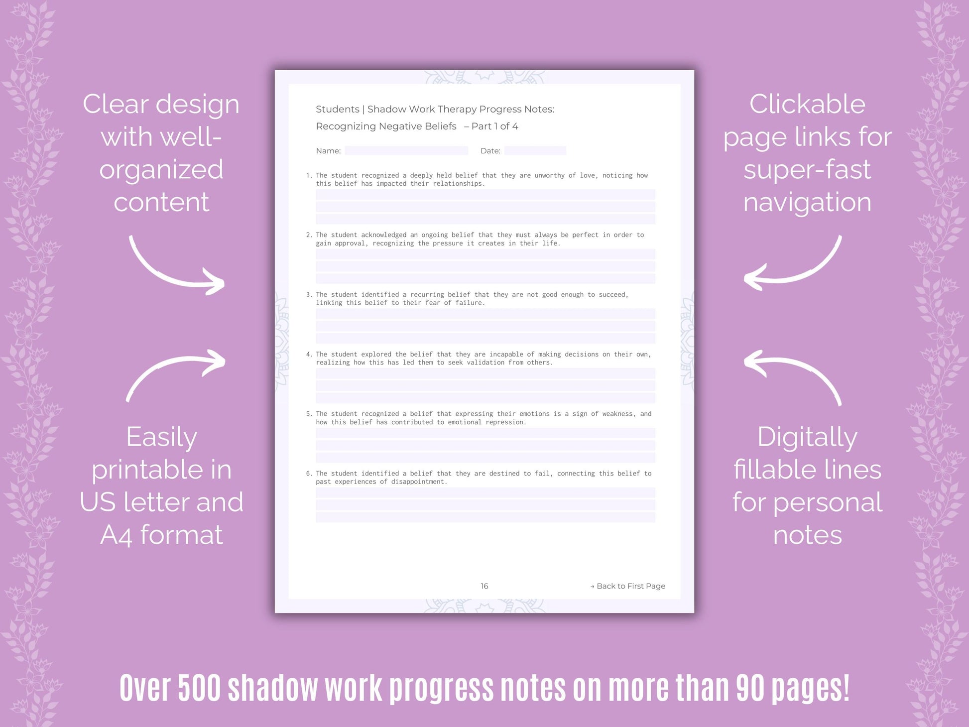 Students Shadow Work Counseling Templates