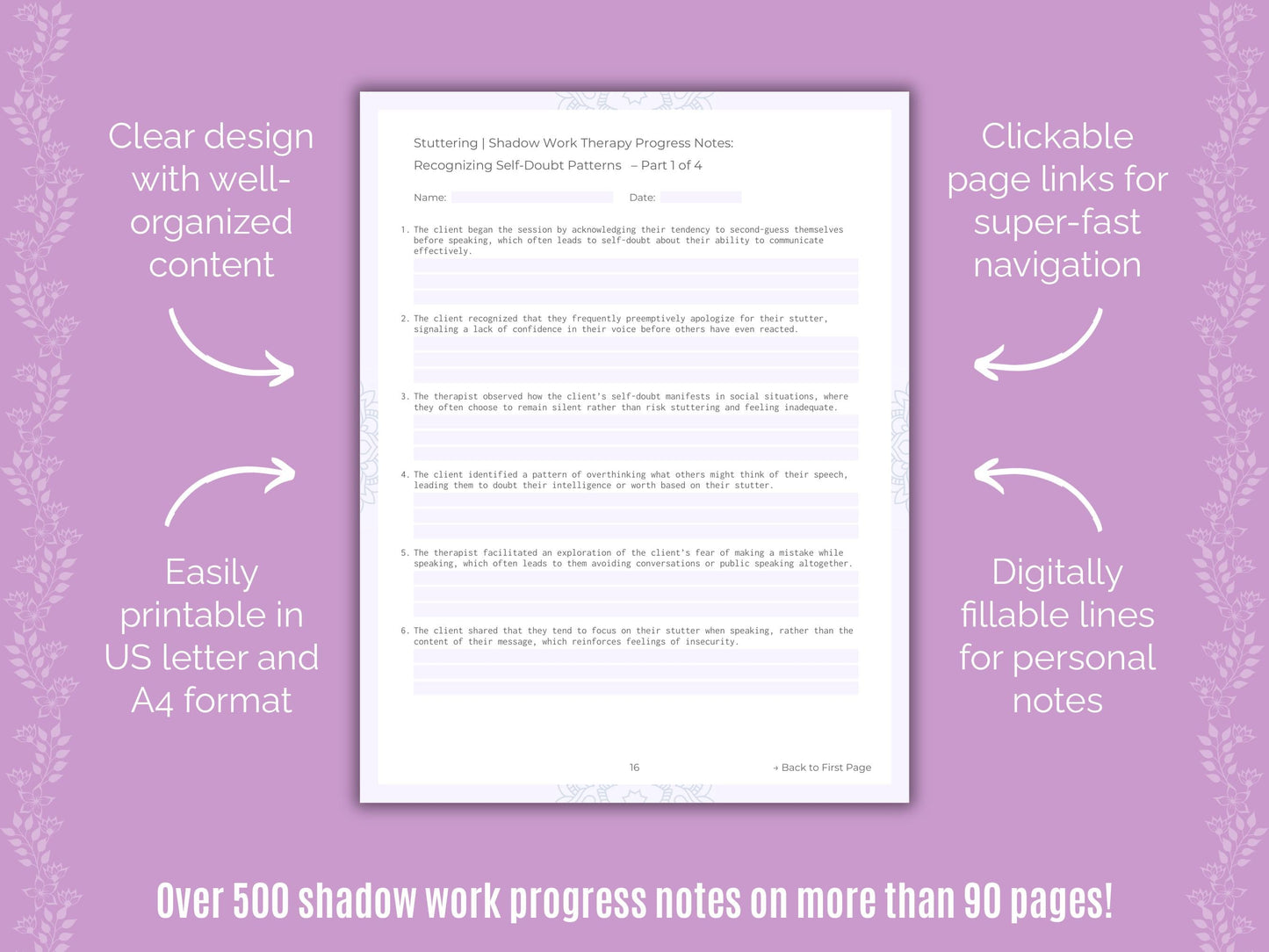 Stuttering Shadow Work Counseling Templates