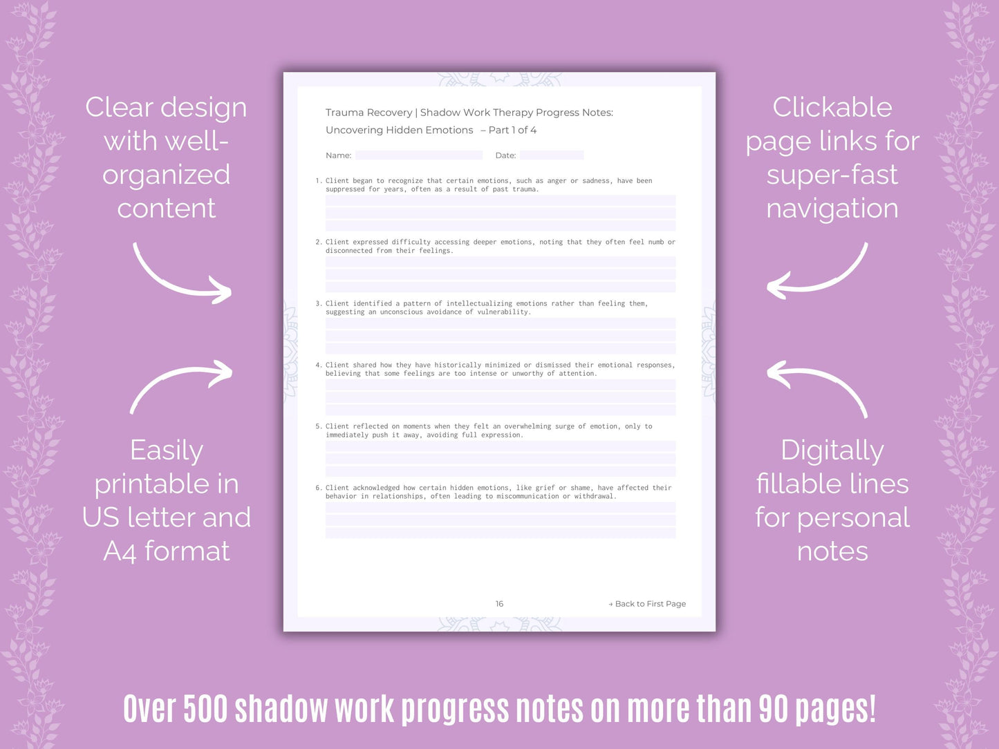 Trauma Recovery Shadow Work Counseling Templates