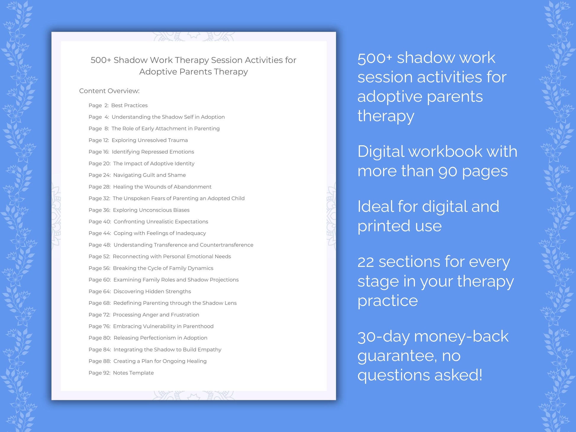 Adoptive Parents Shadow Work Therapist Worksheets