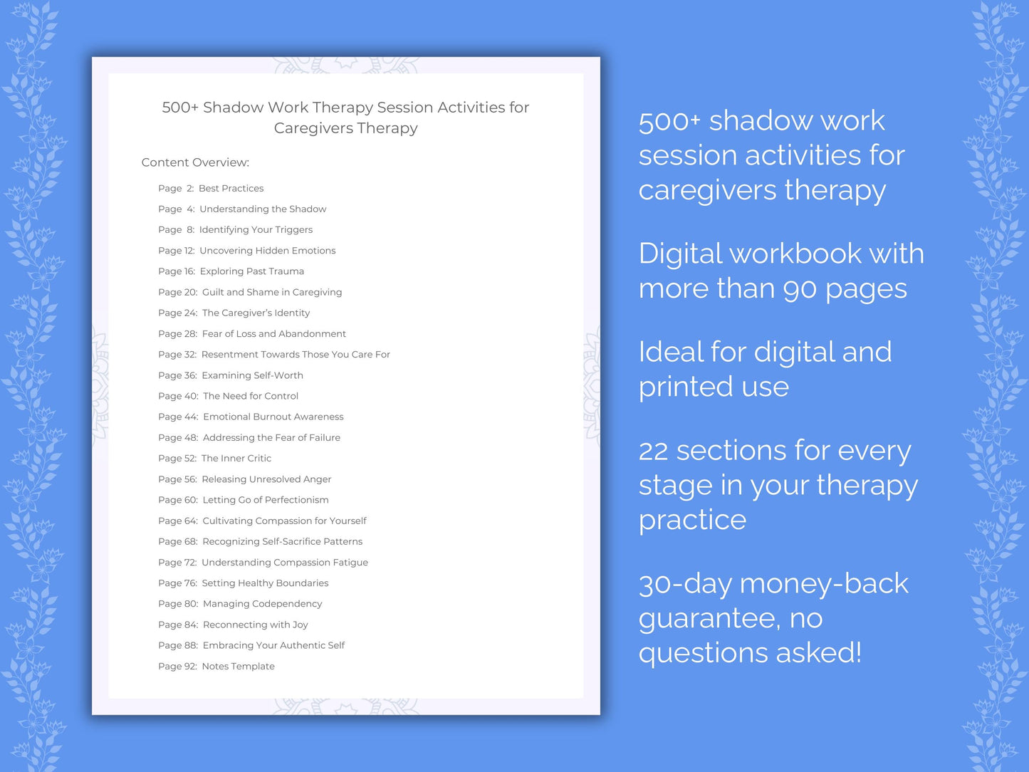 Caregivers Shadow Work Therapist Worksheets