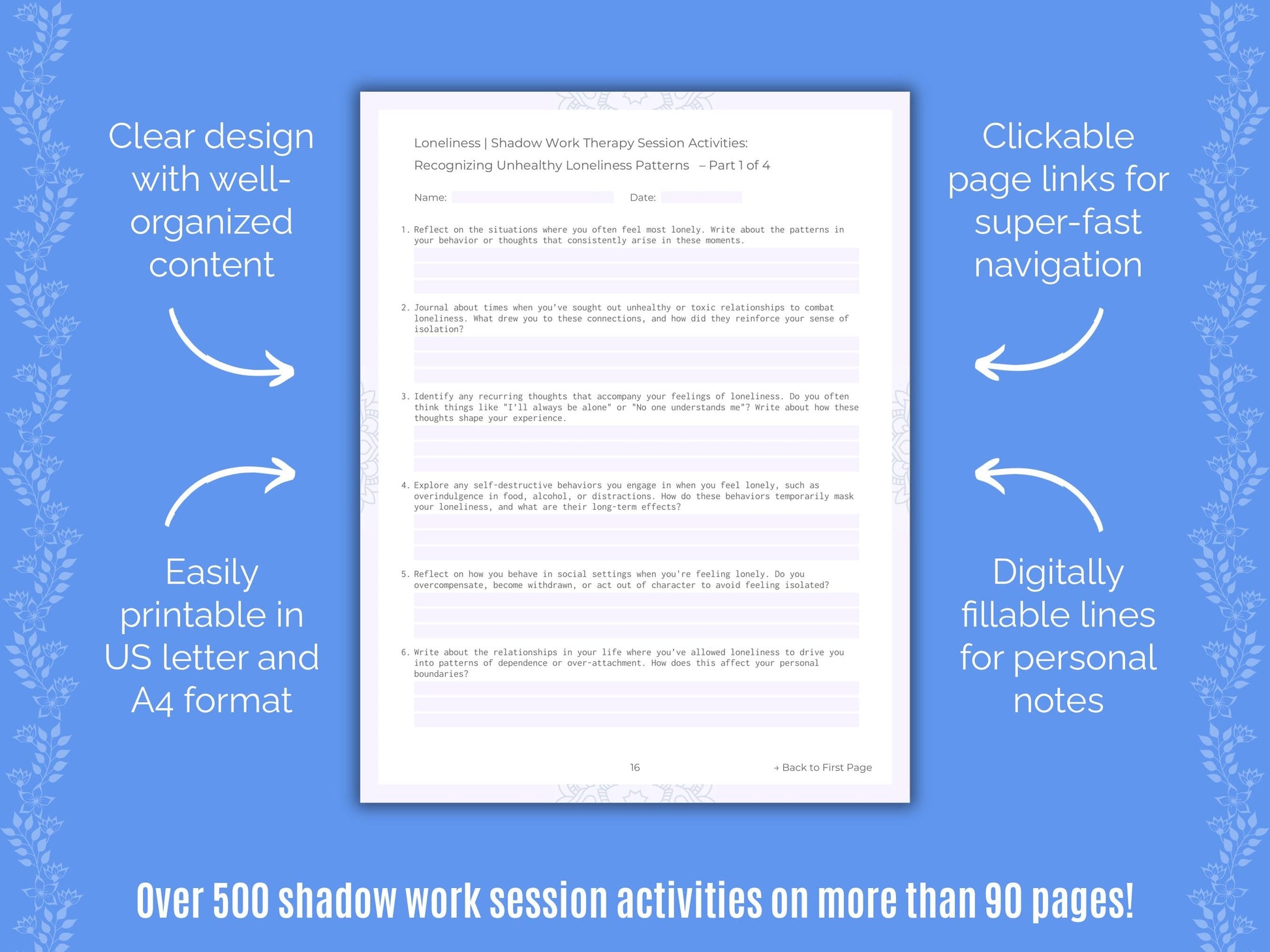 Loneliness Shadow Work Counseling Templates