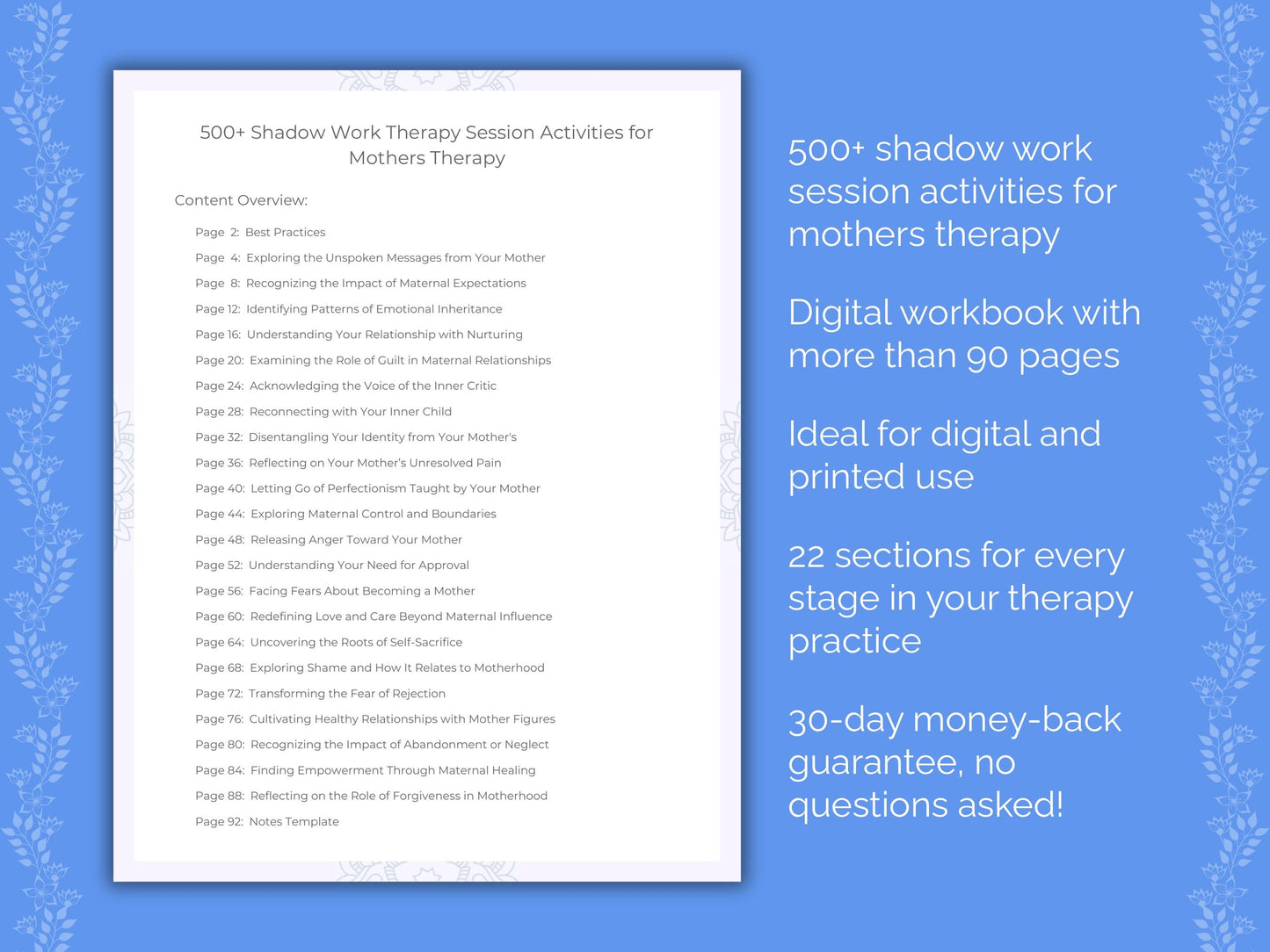 Mothers Shadow Work Therapist Worksheets