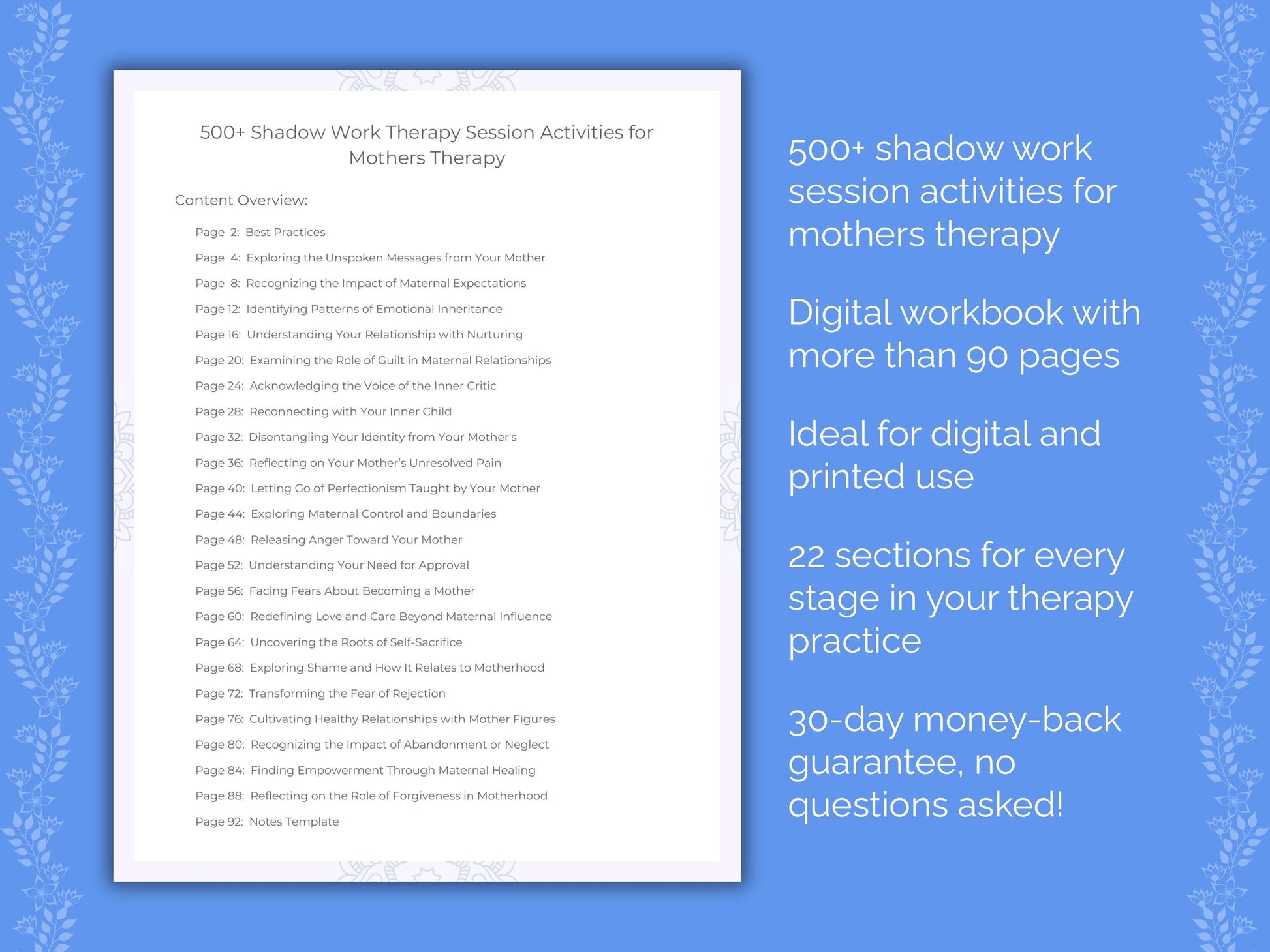 Mothers Shadow Work Therapist Worksheets