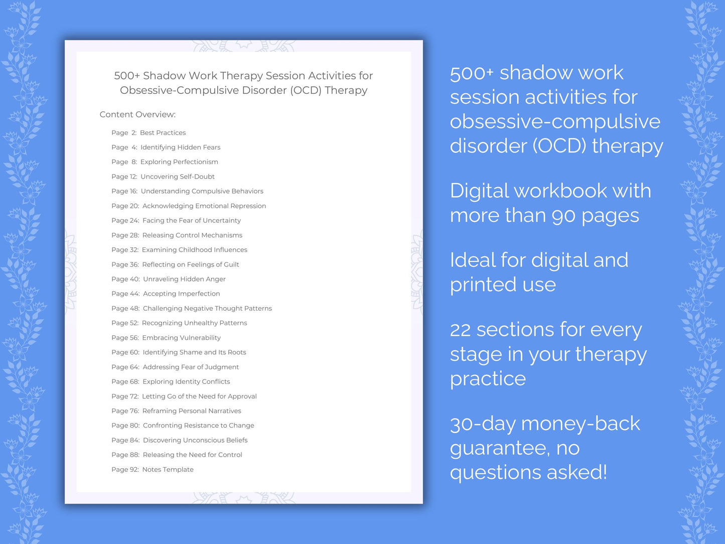Obsessive-Compulsive Disorder (OCD) Shadow Work Therapist Worksheets