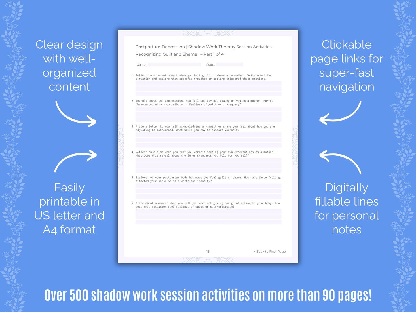 Postpartum Depression Shadow Work Counseling Templates