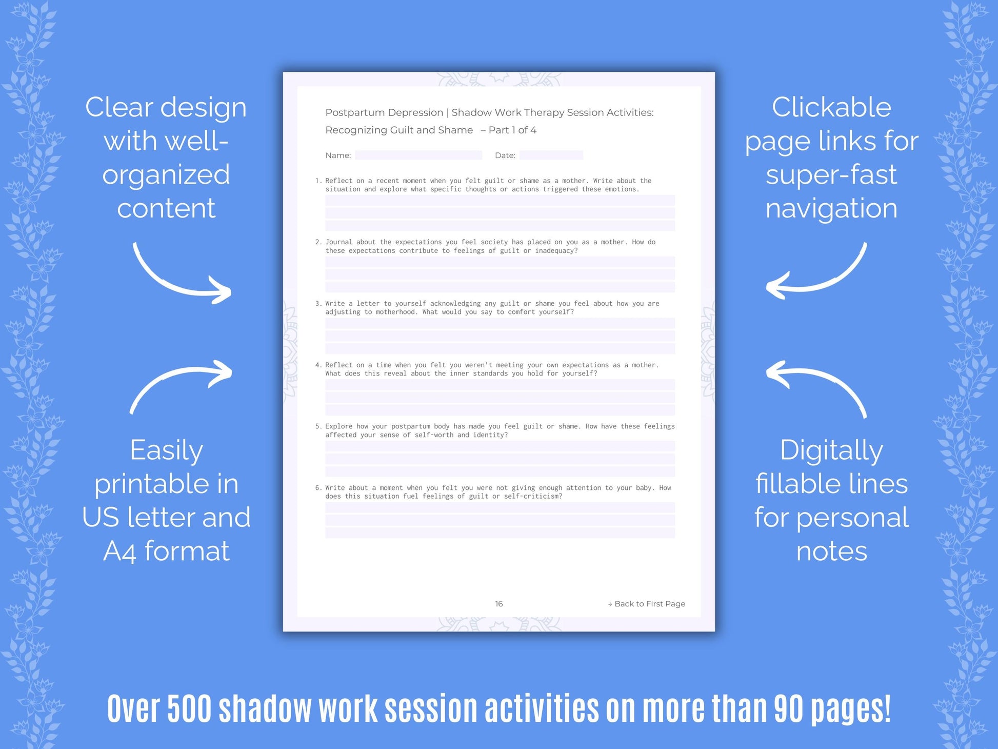 Postpartum Depression Shadow Work Counseling Templates