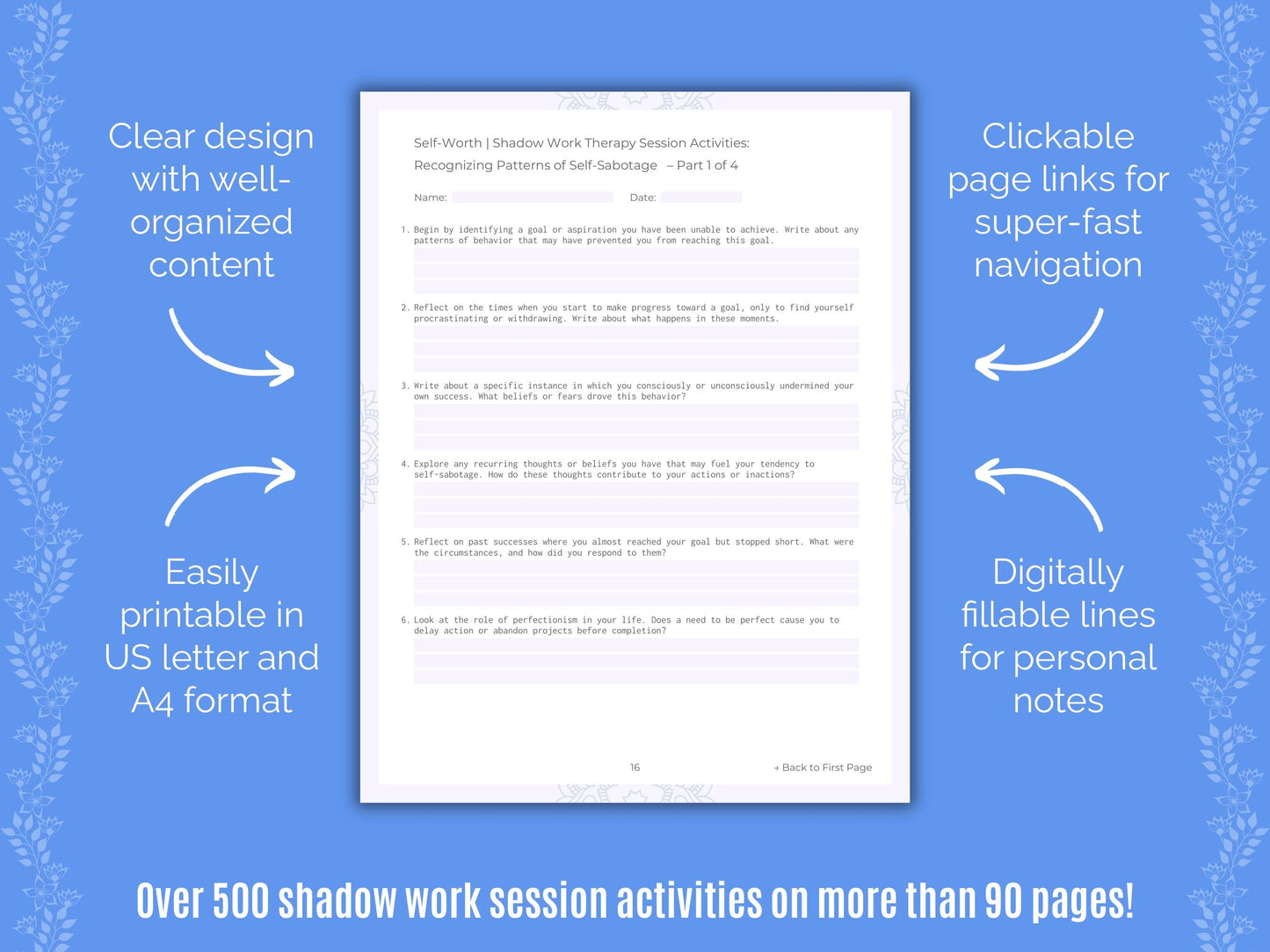 Self-Worth Shadow Work Counseling Templates