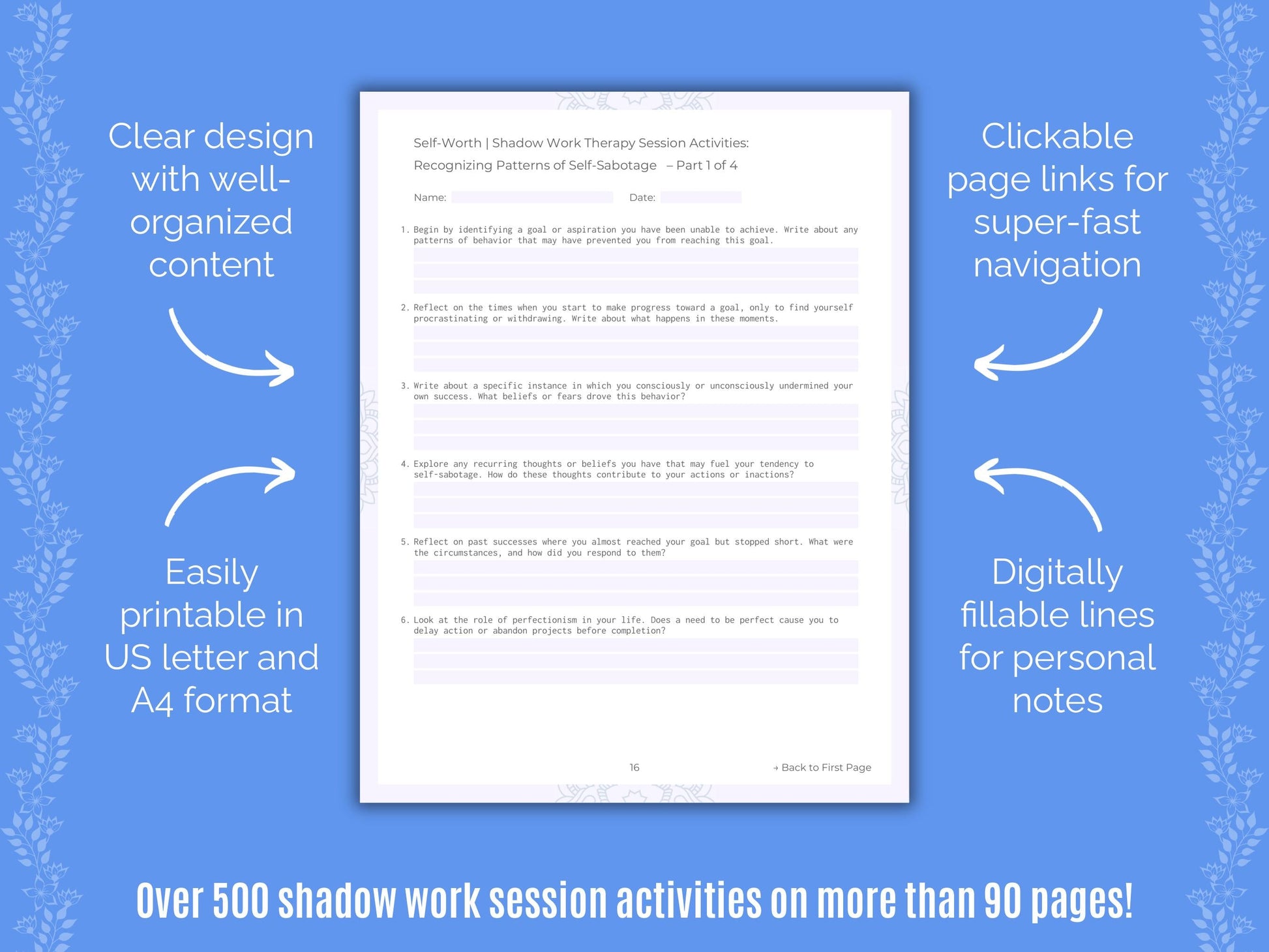 Self-Worth Shadow Work Counseling Templates