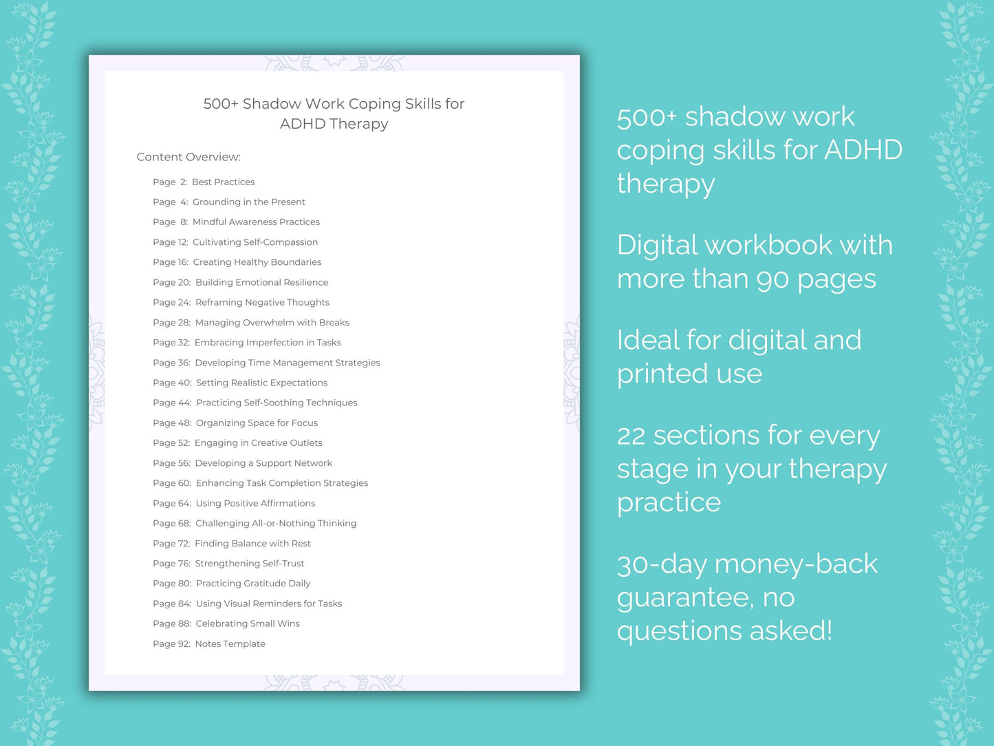 ADHD Shadow Work Therapist Worksheets