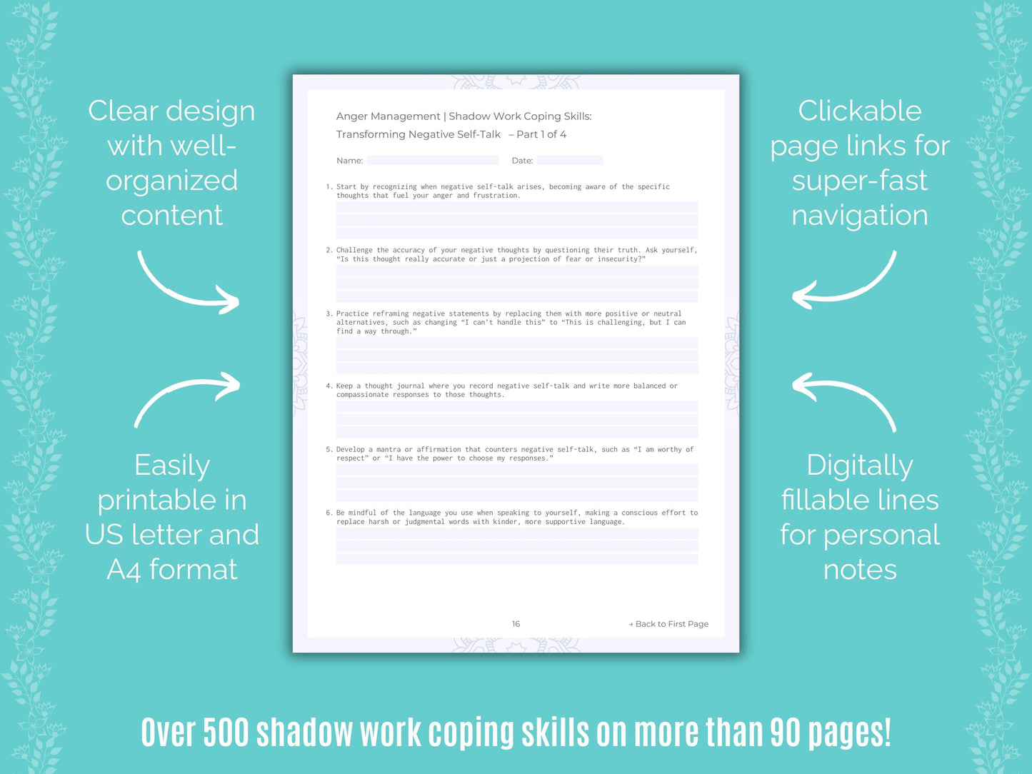 Anger Management Shadow Work Counseling Templates