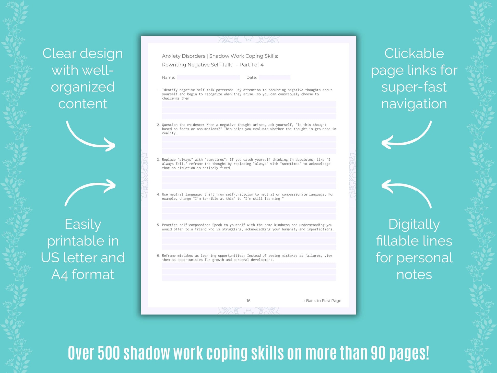 Anxiety Disorders Shadow Work Counseling Templates