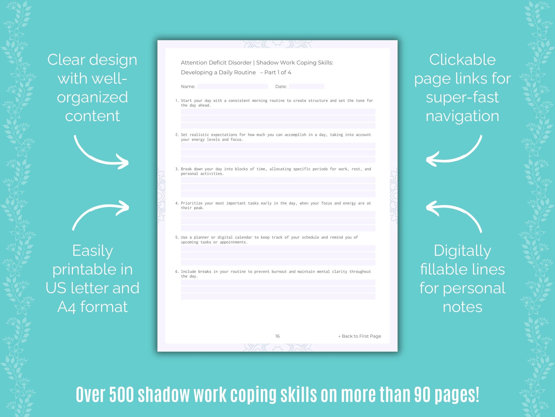 Attention Deficit Disorder (ADD) Shadow Work Counseling Templates
