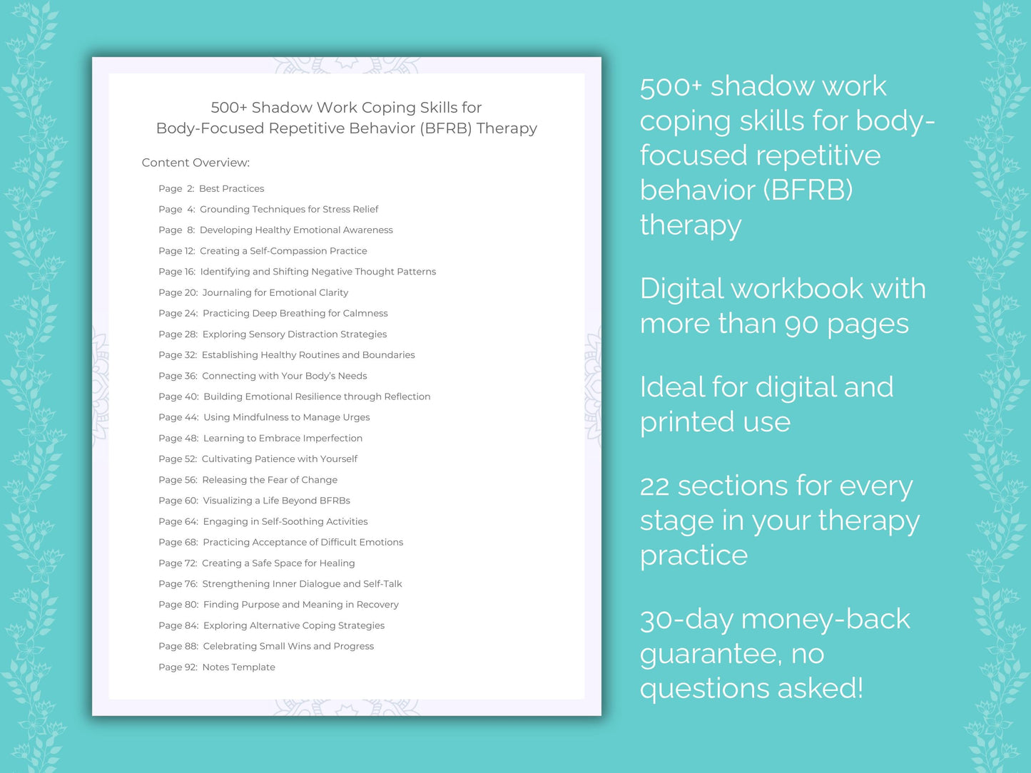 Body-Focused Repetitive Behavior (BFRB) Shadow Work Therapist Worksheets