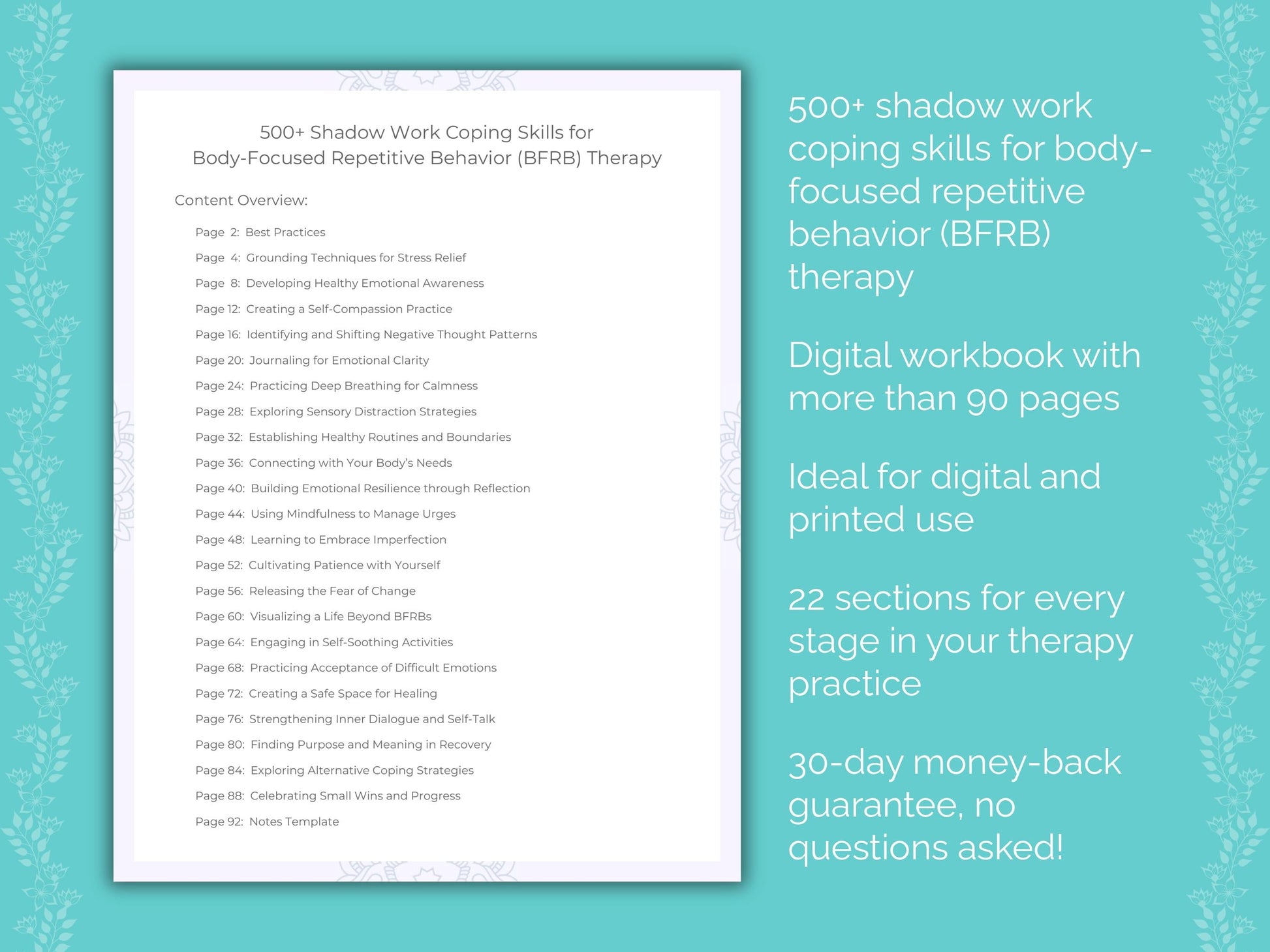 Body-Focused Repetitive Behavior (BFRB) Shadow Work Therapist Worksheets