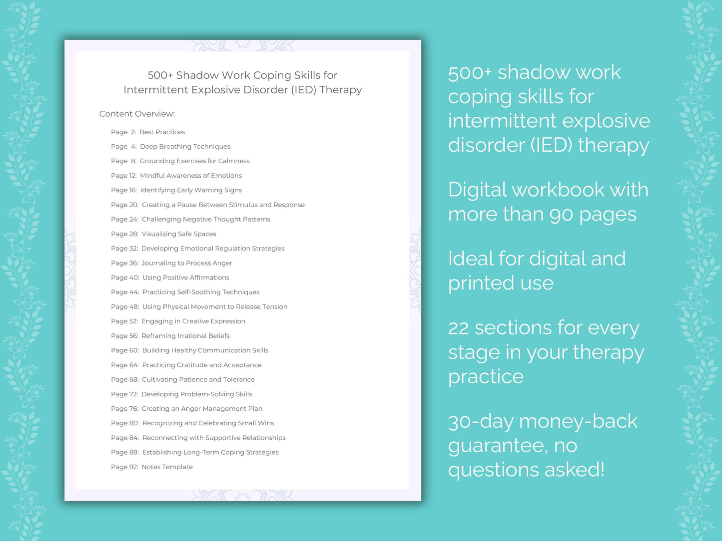 Intermittent Explosive Disorder (IED) Shadow Work Therapist Worksheets