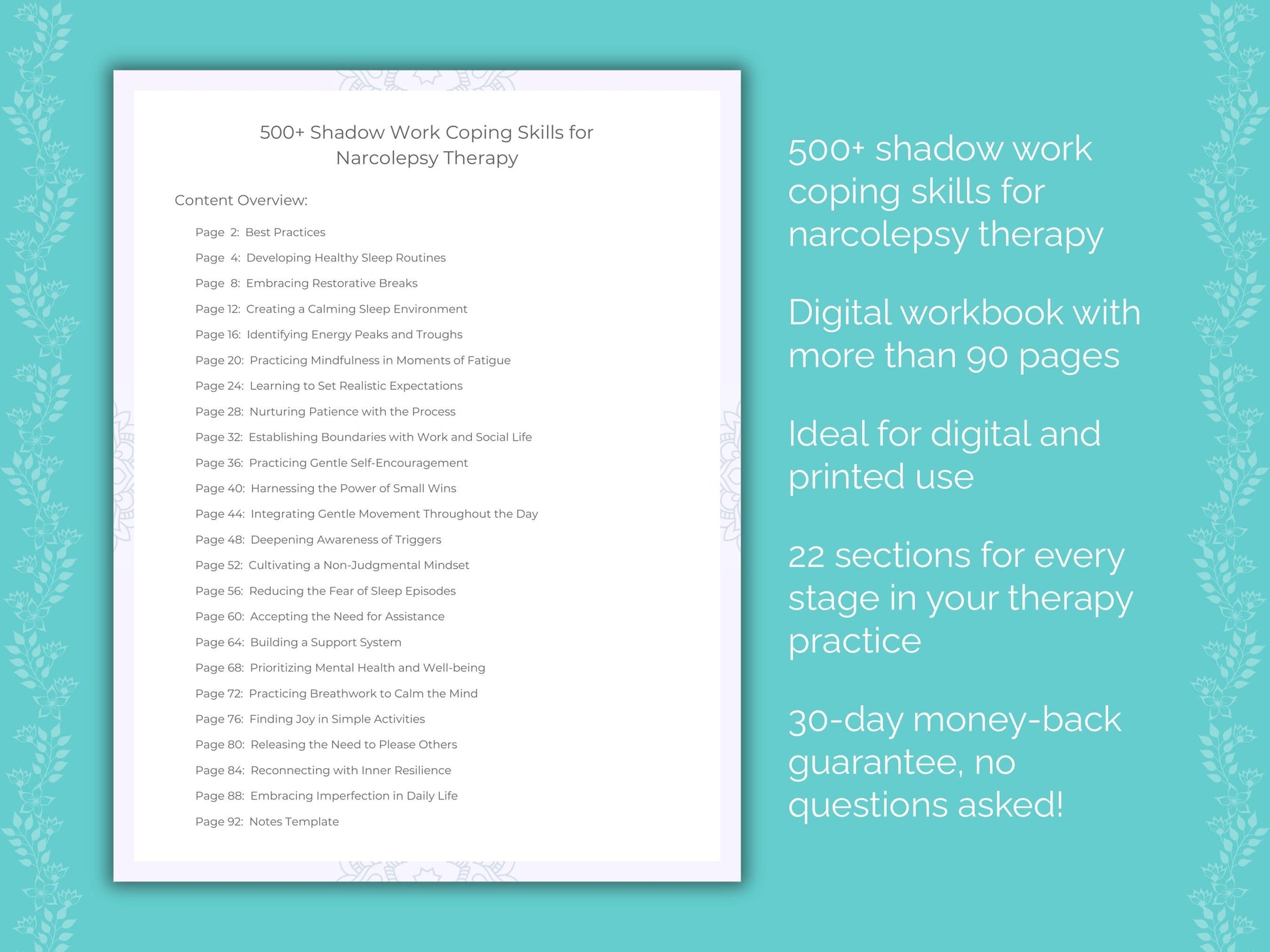 Narcolepsy Shadow Work Therapist Worksheets