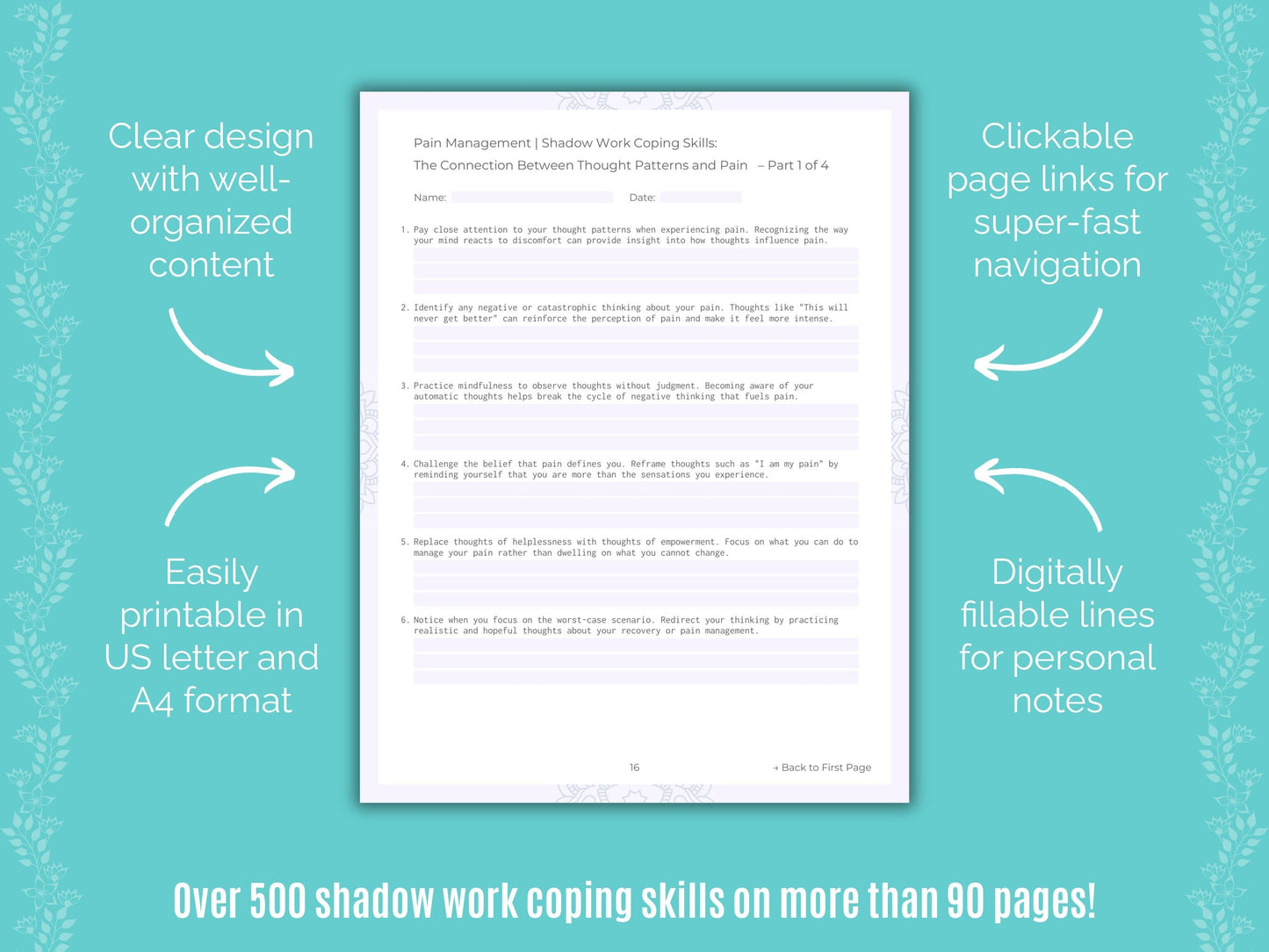 Pain Management Shadow Work Counseling Templates