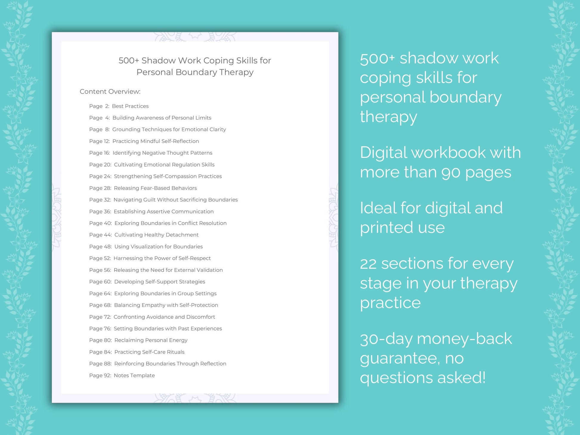 Personal Boundary Shadow Work Therapist Worksheets