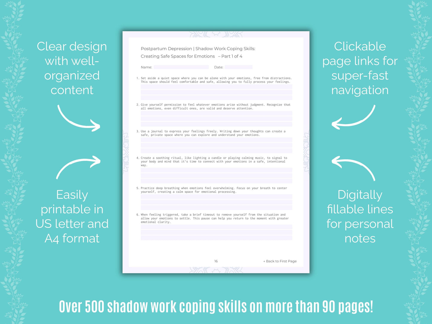 Postpartum Depression Shadow Work Counseling Templates