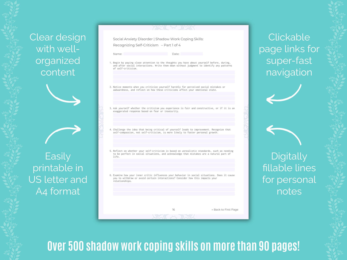 Social Anxiety Disorder Shadow Work Counseling Templates