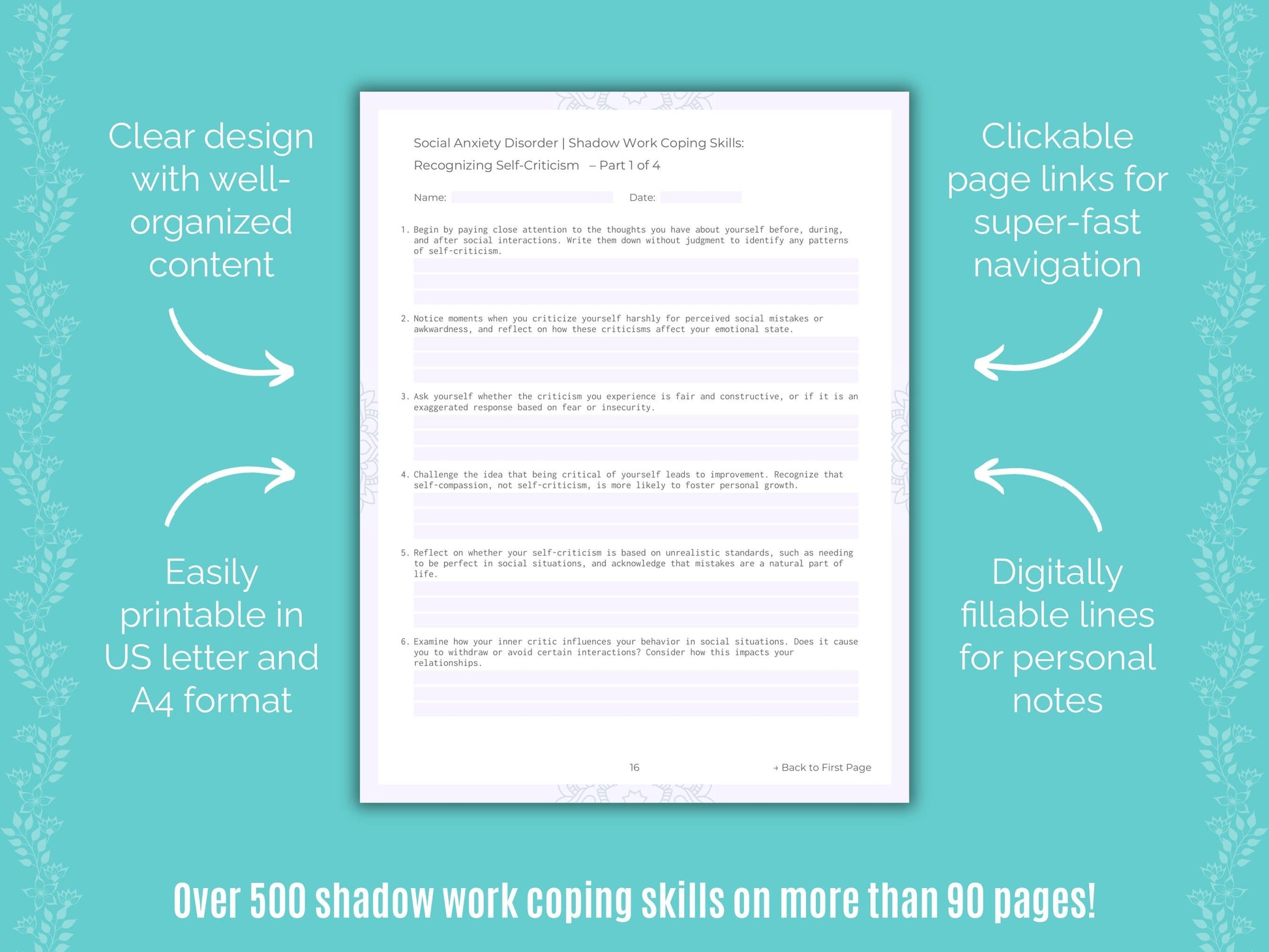 Social Anxiety Disorder Shadow Work Counseling Templates