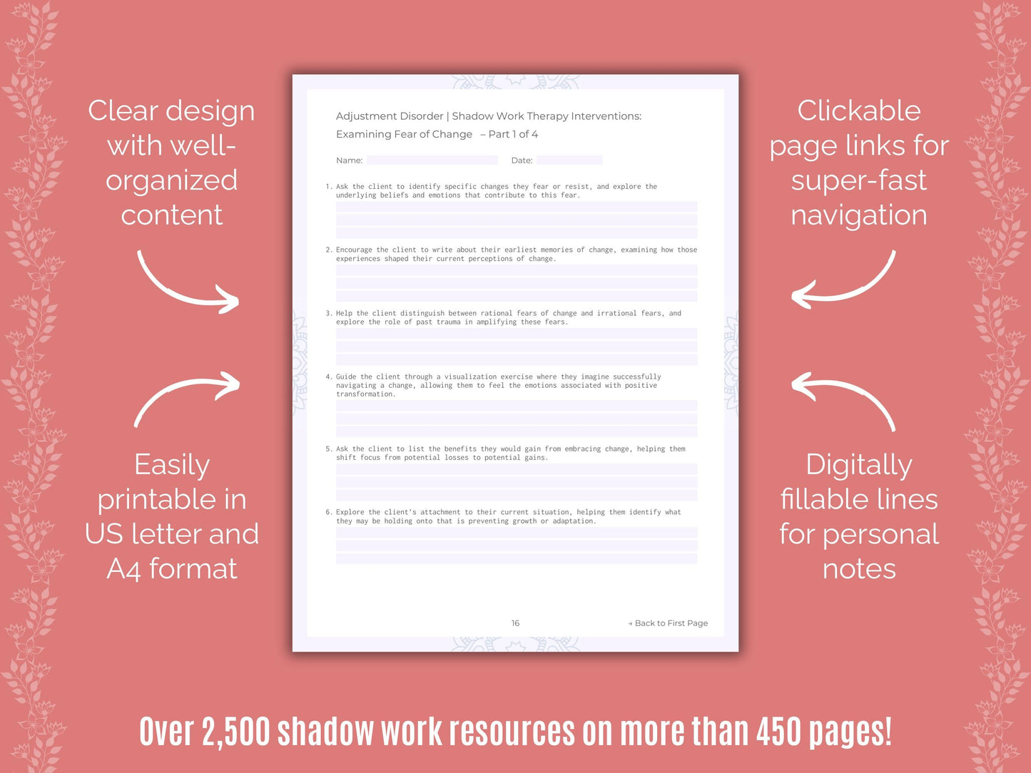 Adjustment Disorder Shadow Work Counseling Templates