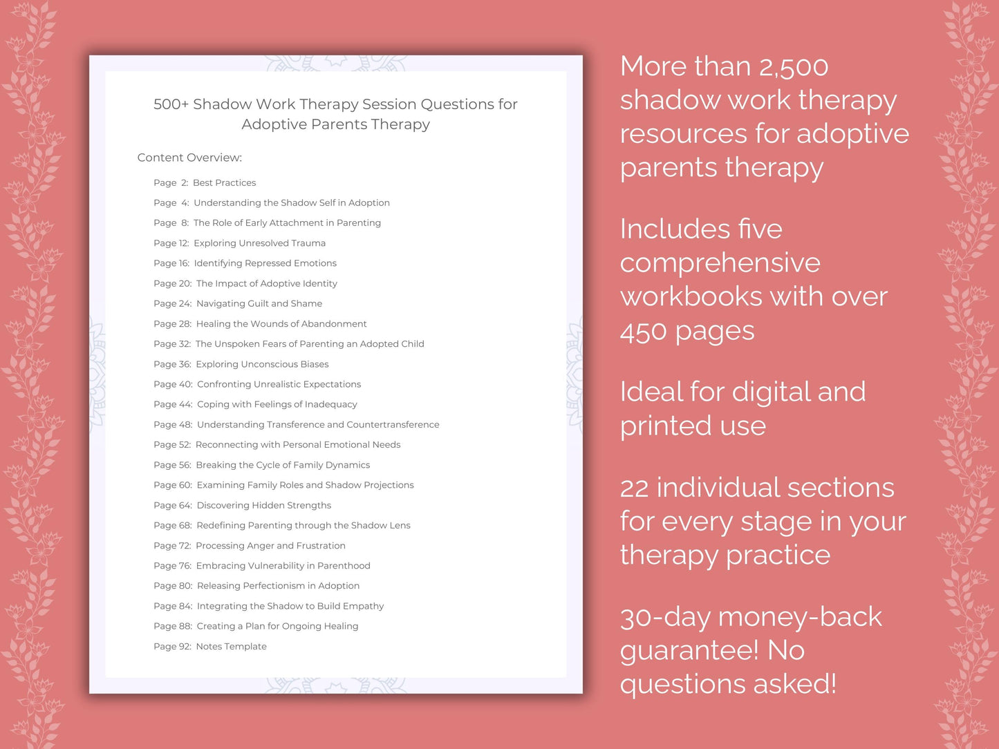 Adoptive Parents Shadow Work Therapist Worksheets