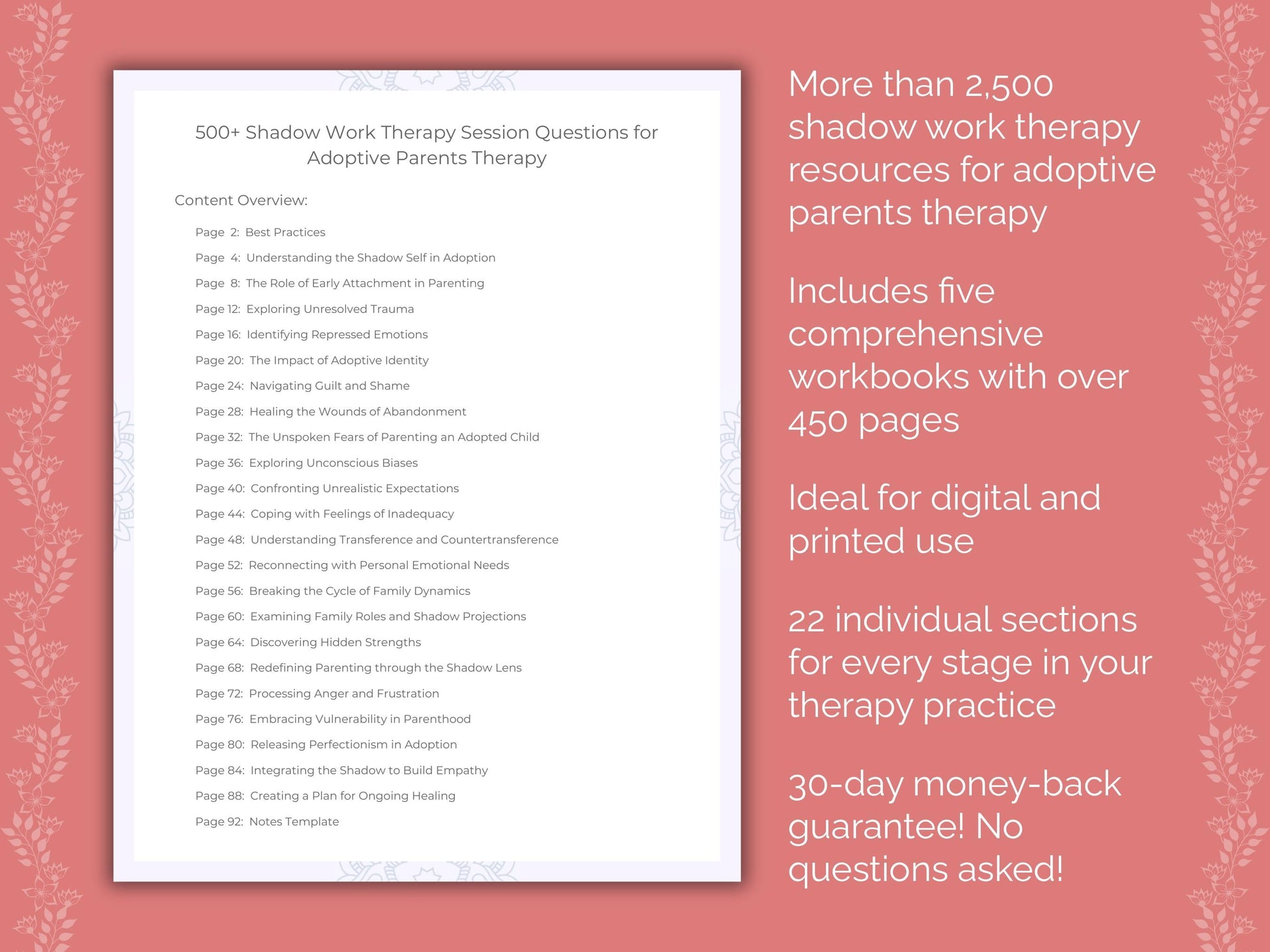 Adoptive Parents Shadow Work Therapist Worksheets