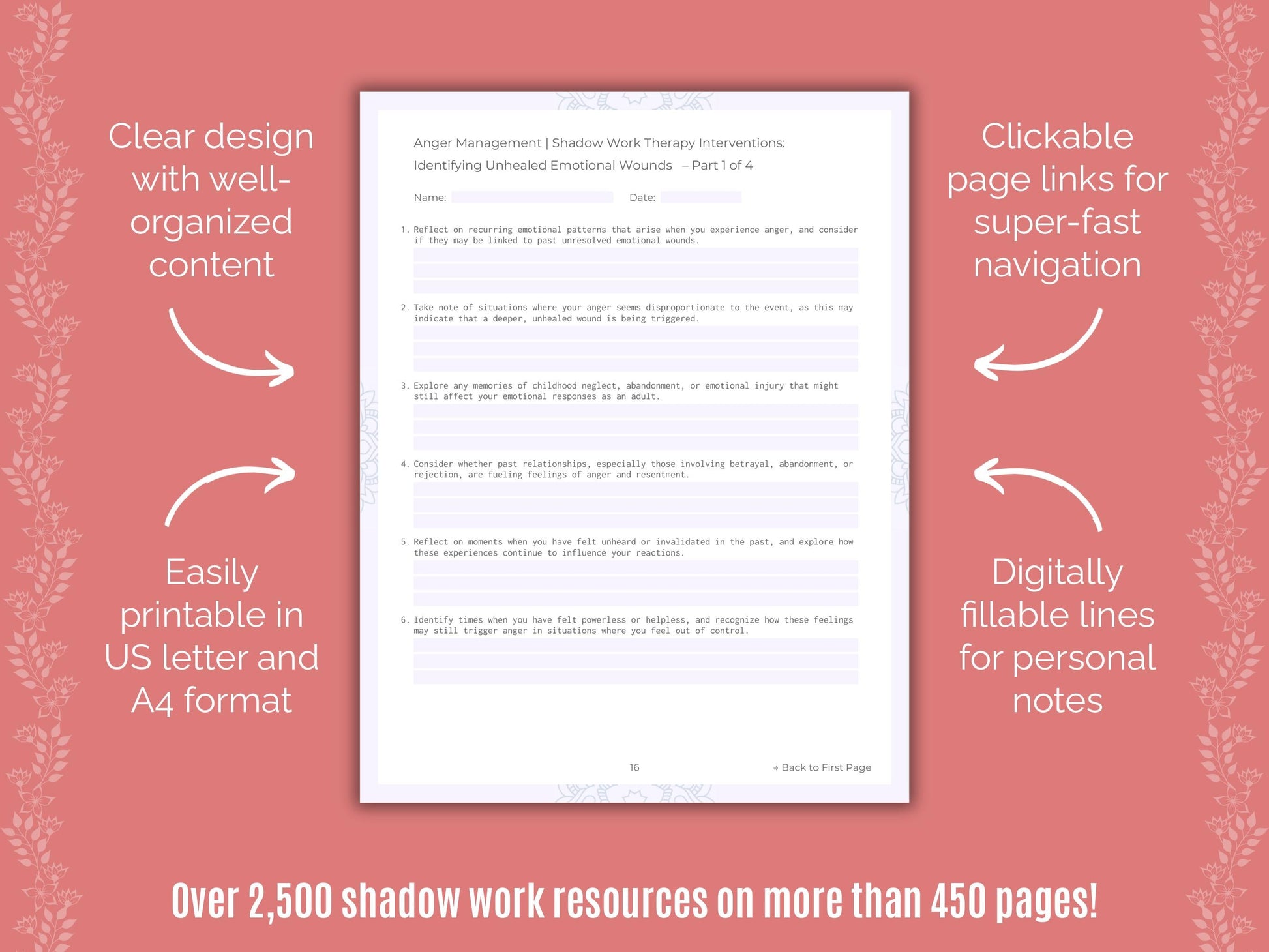 Anger Management Shadow Work Counseling Templates